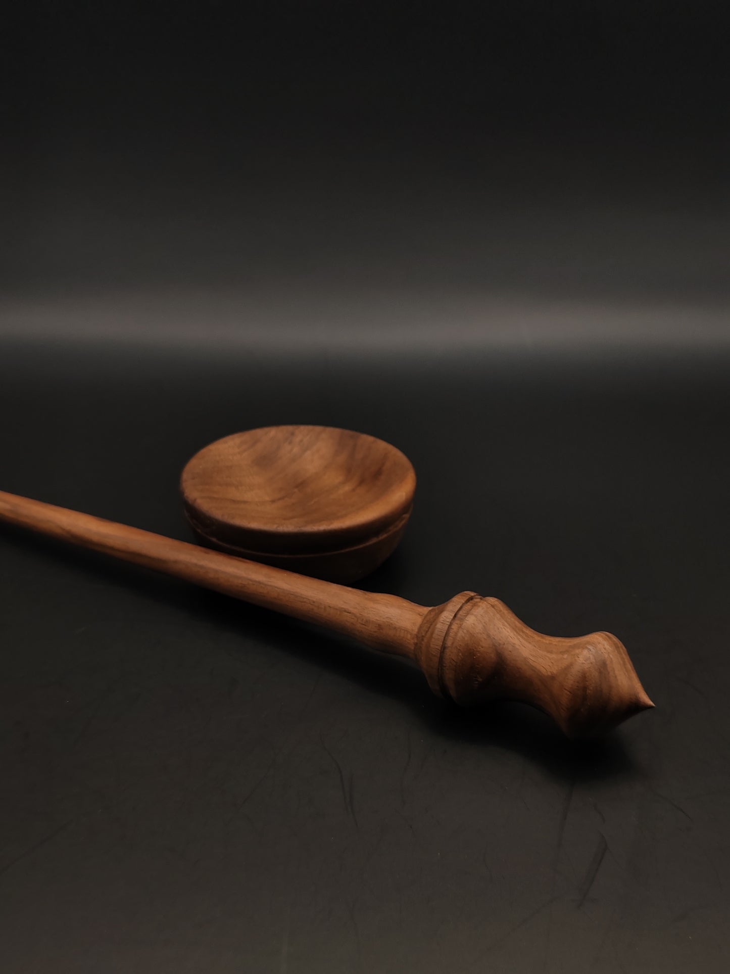 Support Spindle Set: Walnut Wood (24.5 cm / 9.65 inches, 12 g / 0.42 oz) with Walnut Support Bowl