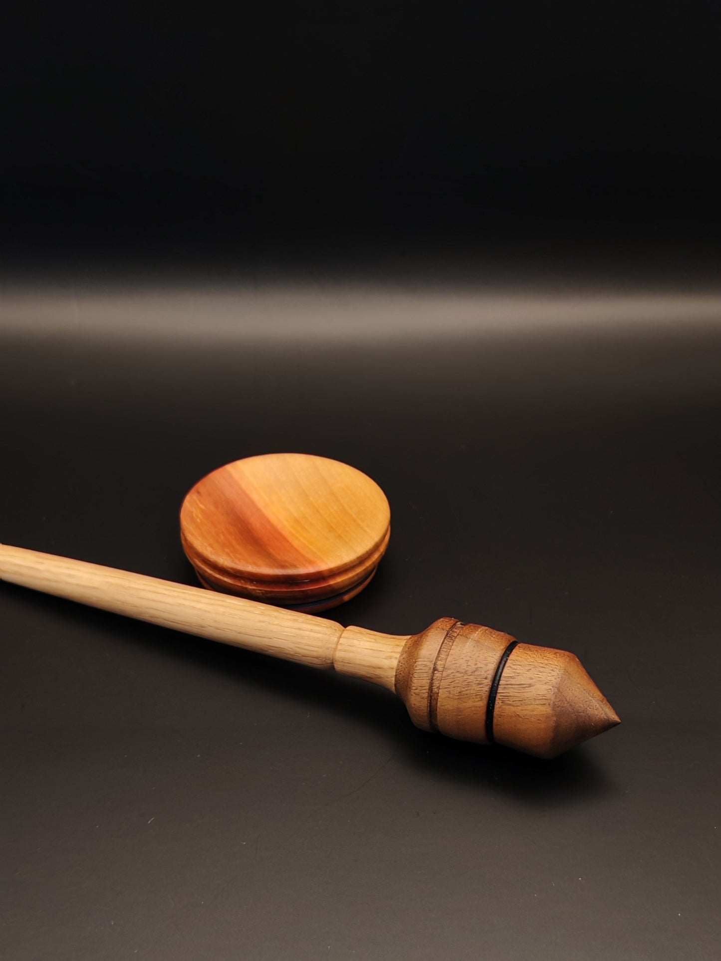 Support Spindle Set: Walnut Whorl & Oak Shaft (23 g / 0.81 oz, 24.5 cm / 9.65 inches) with Plum Support Bowl