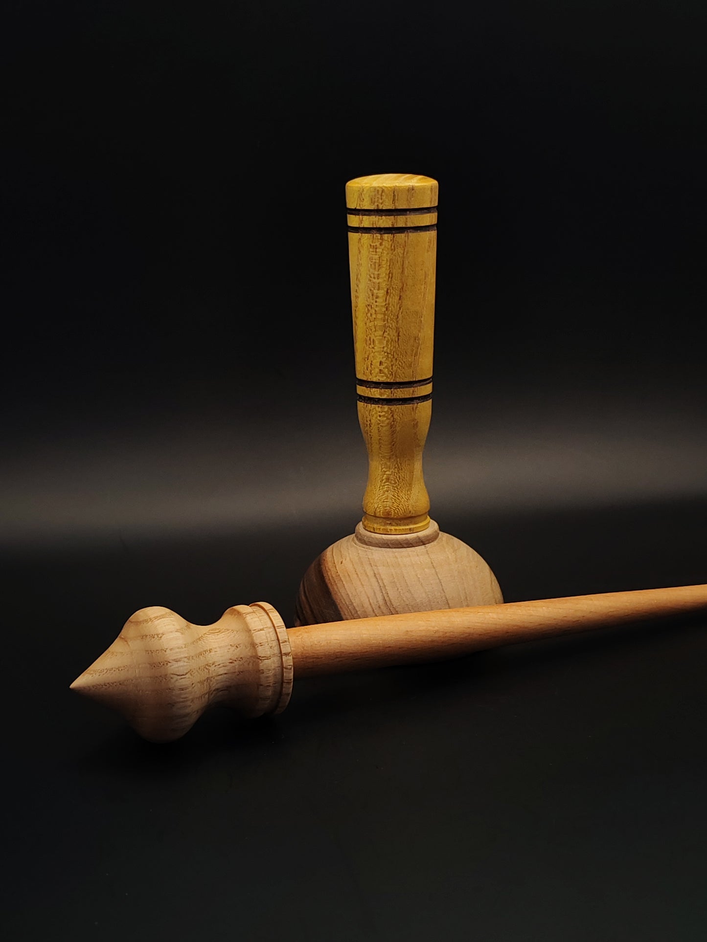 Support Spindle Set: Oak & Beech (26.5 cm / 10.43 inches, 23 g / 0.81 oz) with Walnut & Mulberry Lap Support Bowl