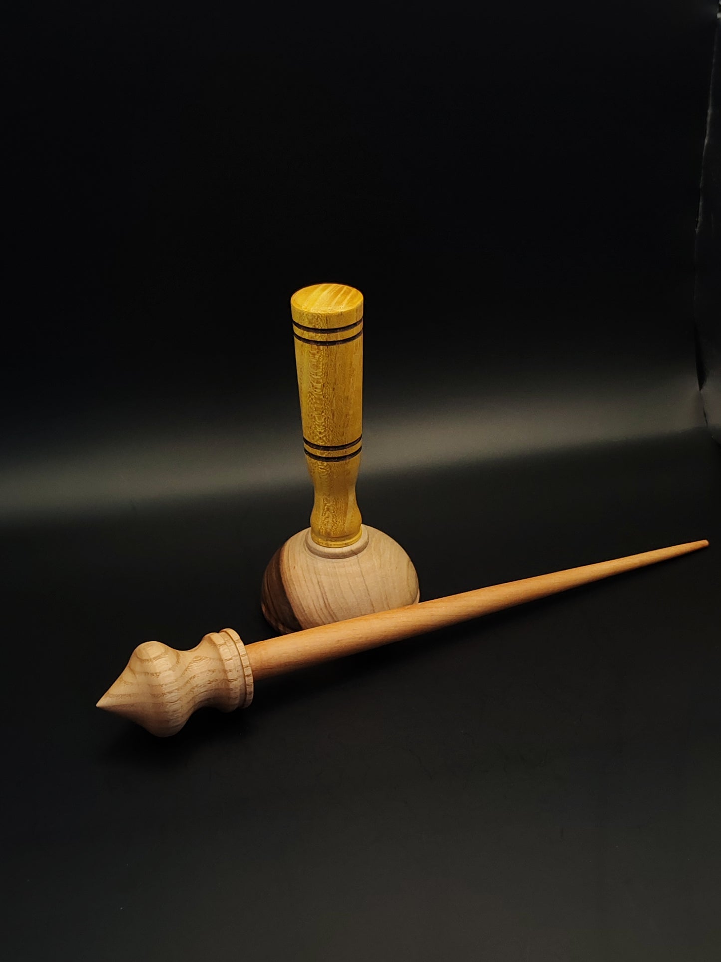 Support Spindle Set: Oak & Beech (26.5 cm / 10.43 inches, 23 g / 0.81 oz) with Walnut & Mulberry Lap Support Bowl