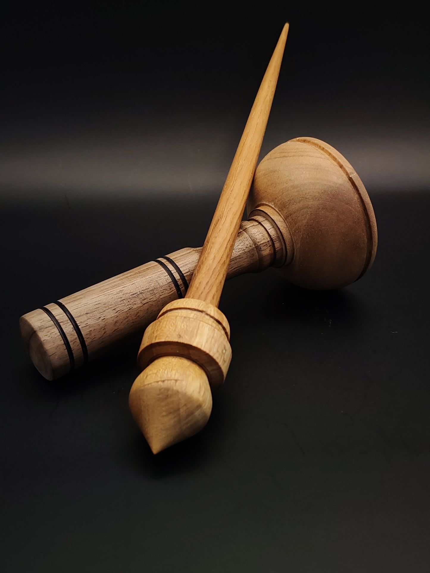 Support Spindle Set: Acacia & Oak (25.5 cm / 10.04 inches, 28 g / 0.99 oz) with Dark & Grey Walnut Lap Support Bowl