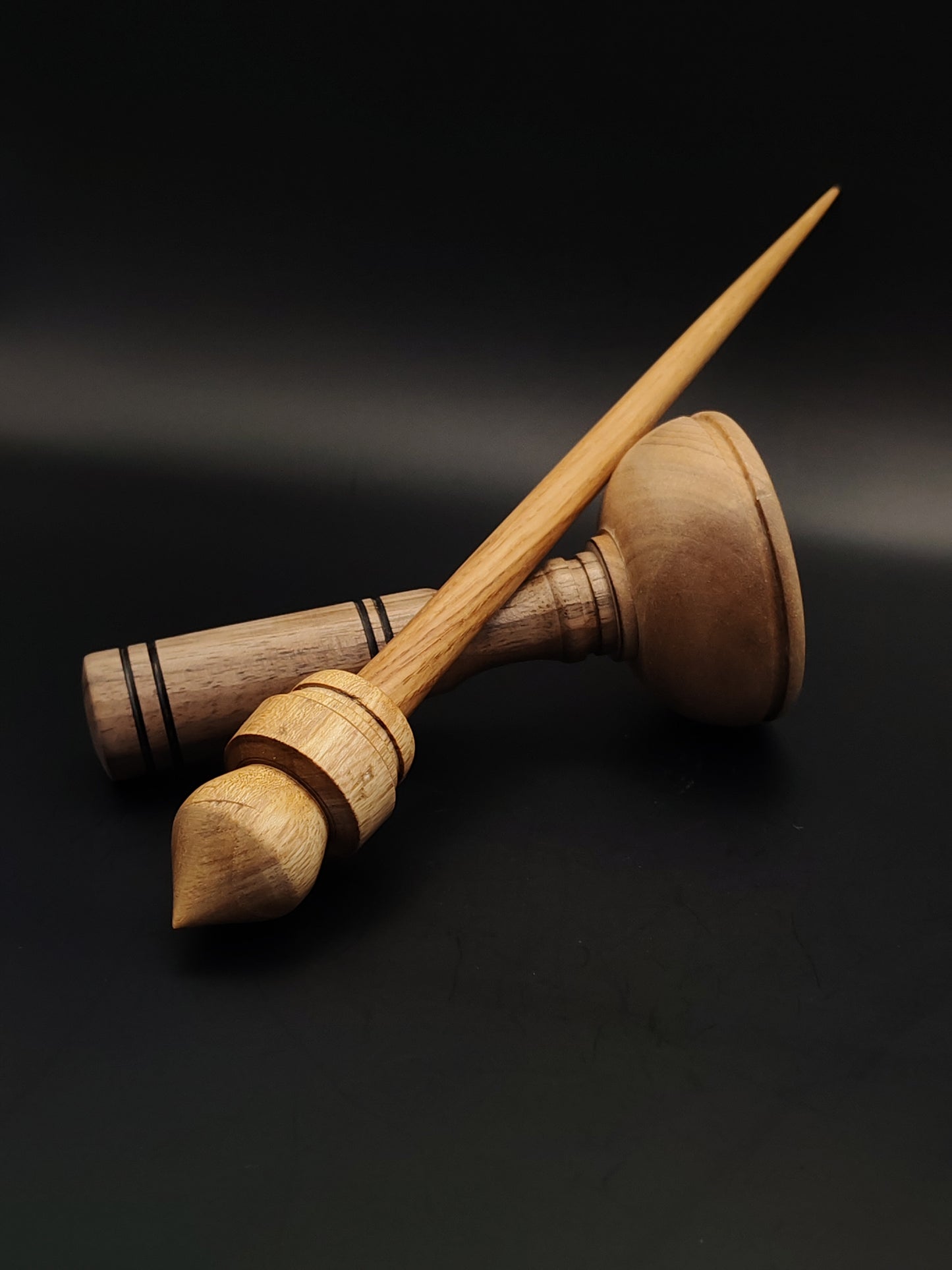 Support Spindle Set: Acacia & Oak (25.5 cm / 10.04 inches, 28 g / 0.99 oz) with Dark & Grey Walnut Lap Support Bowl