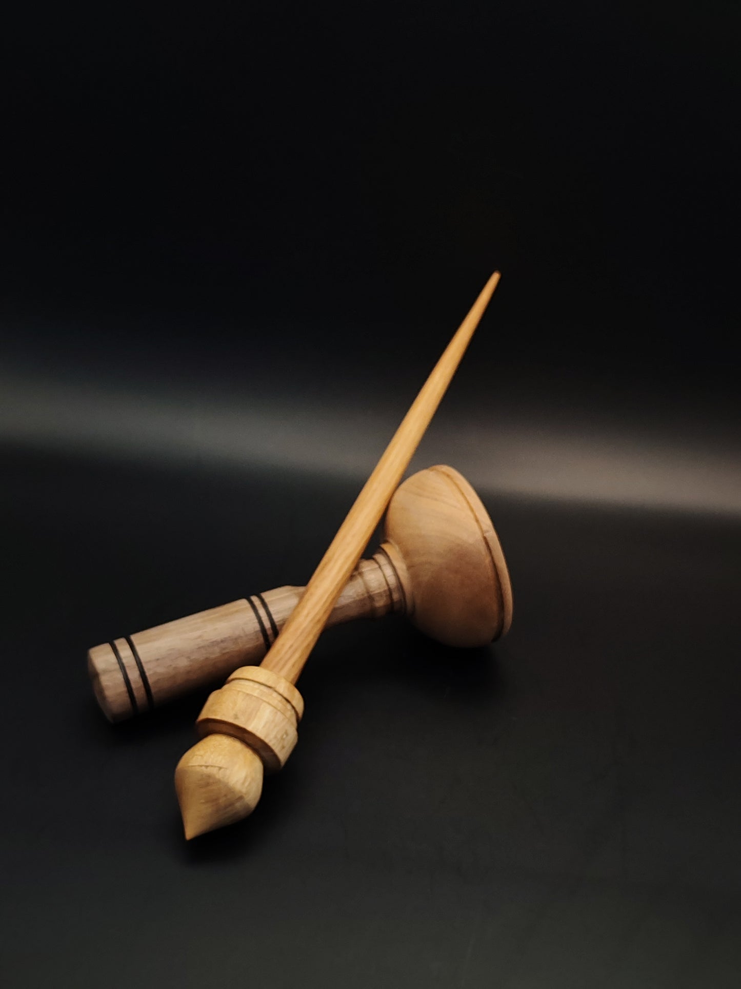 Support Spindle Set: Acacia & Oak (25.5 cm / 10.04 inches, 28 g / 0.99 oz) with Dark & Grey Walnut Lap Support Bowl