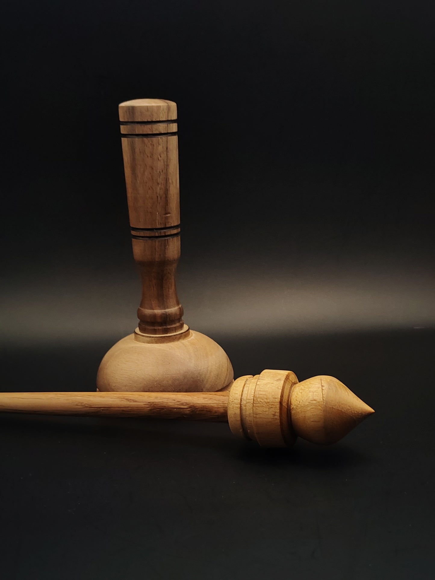 Support Spindle Set: Acacia & Oak (25.5 cm / 10.04 inches, 28 g / 0.99 oz) with Dark & Grey Walnut Lap Support Bowl