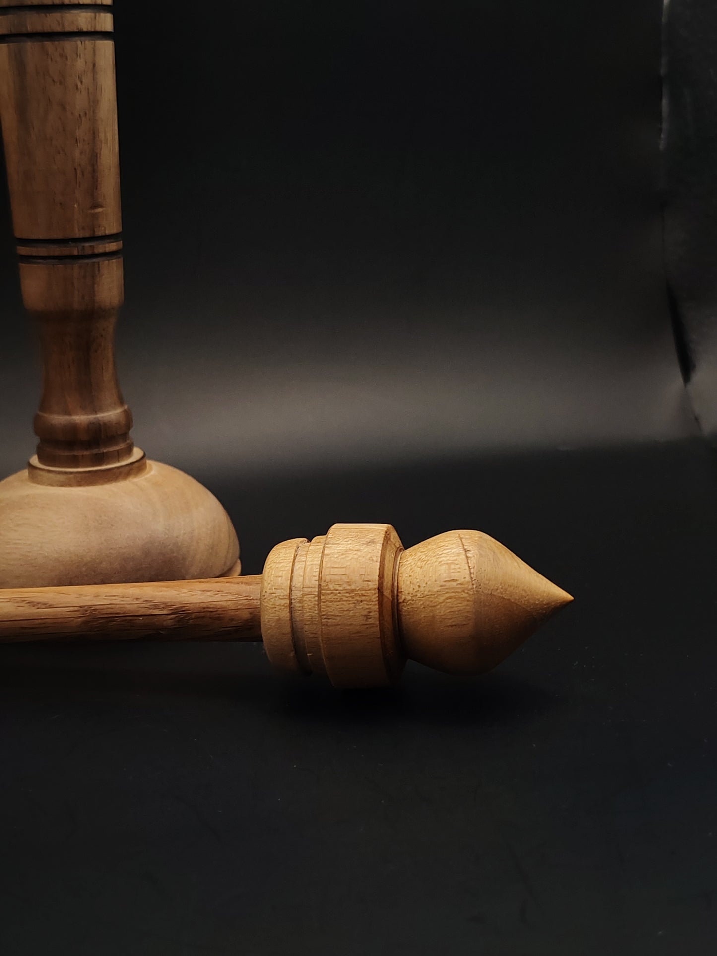 Support Spindle Set: Acacia & Oak (25.5 cm / 10.04 inches, 28 g / 0.99 oz) with Dark & Grey Walnut Lap Support Bowl