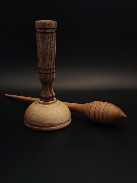 Support Spindle Set: Pear Shaft & Walnut Whorl (23 cm / 22 g) with Walnut Lap Support Bowl