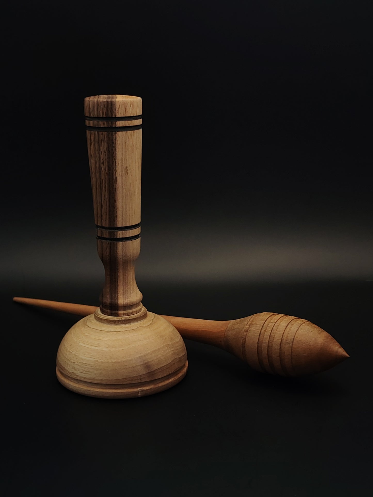 Support Spindle Set: Pear Shaft & Walnut Whorl (23 cm / 22 g) with Walnut Lap Support Bowl