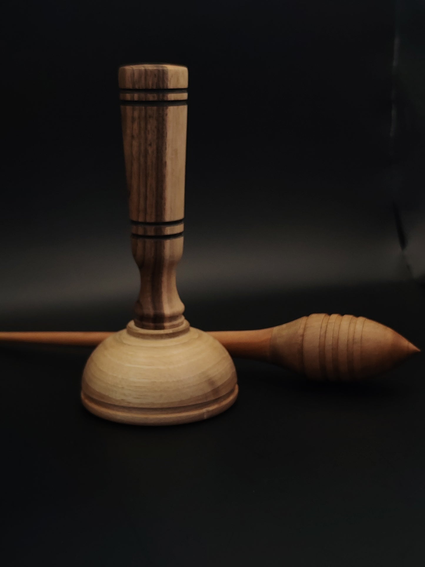 Support Spindle Set: Pear Shaft & Walnut Whorl (23 cm / 22 g) with Walnut Lap Support Bowl