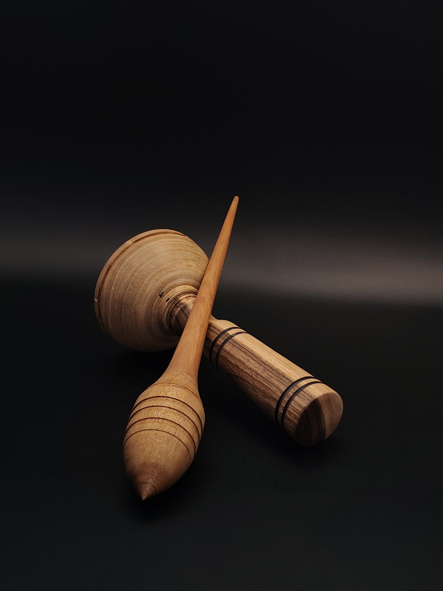 Support Spindle Set: Pear Shaft & Walnut Whorl (23 cm / 22 g) with Walnut Lap Support Bowl