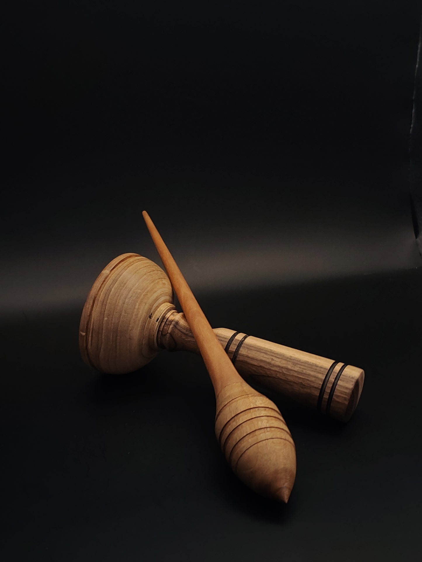 Support Spindle Set: Pear Shaft & Walnut Whorl (23 cm / 22 g) with Walnut Lap Support Bowl