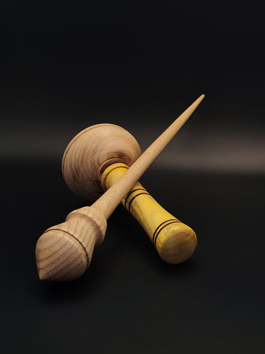 Support Spindle Set: Chestnut & Grey Walnut (25.5 cm / 10.04 inches, 26 g / 0.92 oz) with Mulberry & Grey Walnut Lap Support Bowl