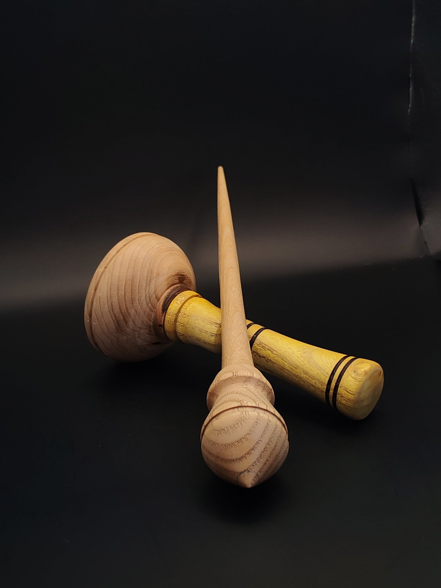 Support Spindle Set: Chestnut & Grey Walnut (25.5 cm / 10.04 inches, 26 g / 0.92 oz) with Mulberry & Grey Walnut Lap Support Bowl