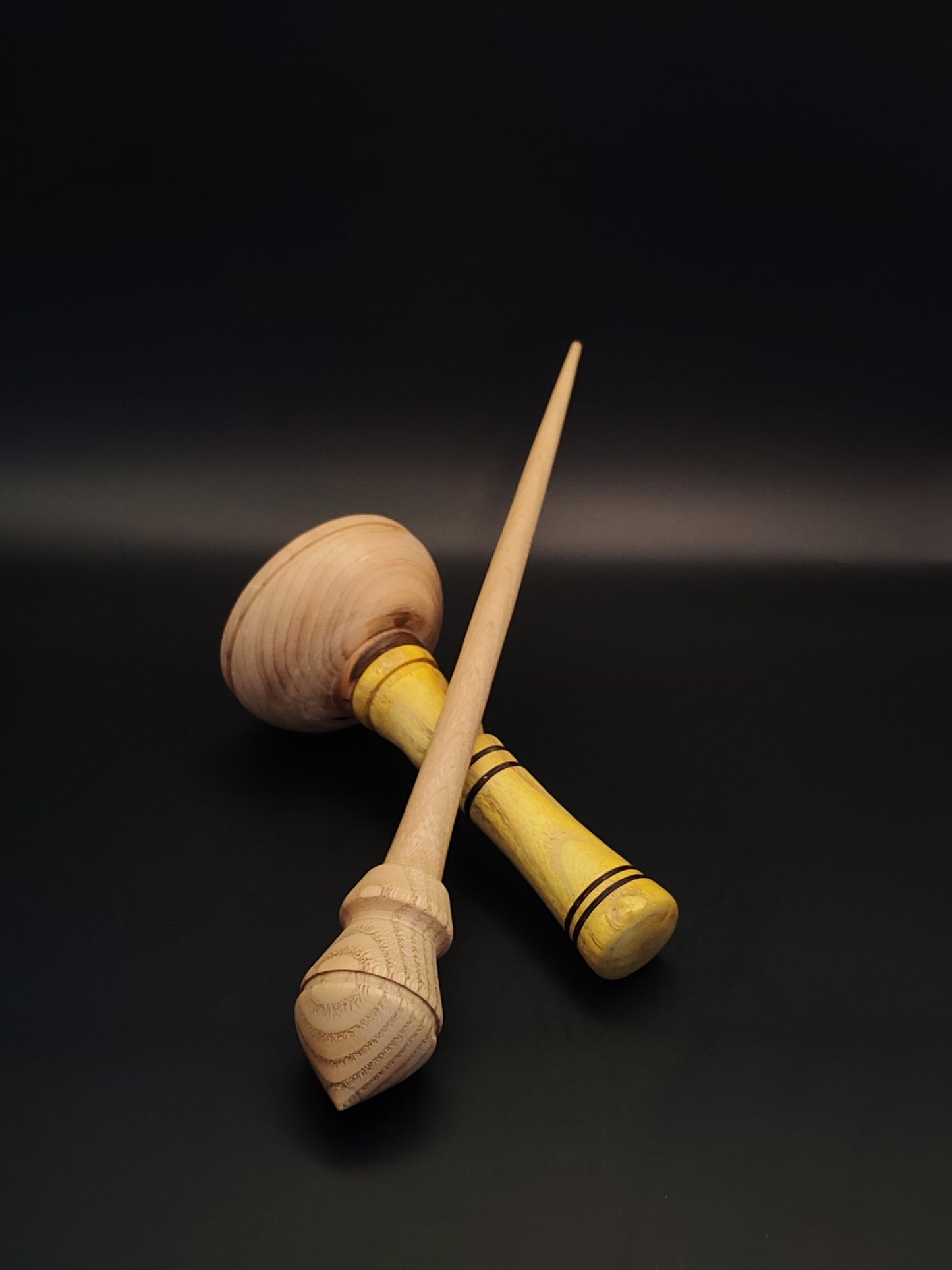 Support Spindle Set: Chestnut & Grey Walnut (25.5 cm / 10.04 inches, 26 g / 0.92 oz) with Mulberry & Grey Walnut Lap Support Bowl