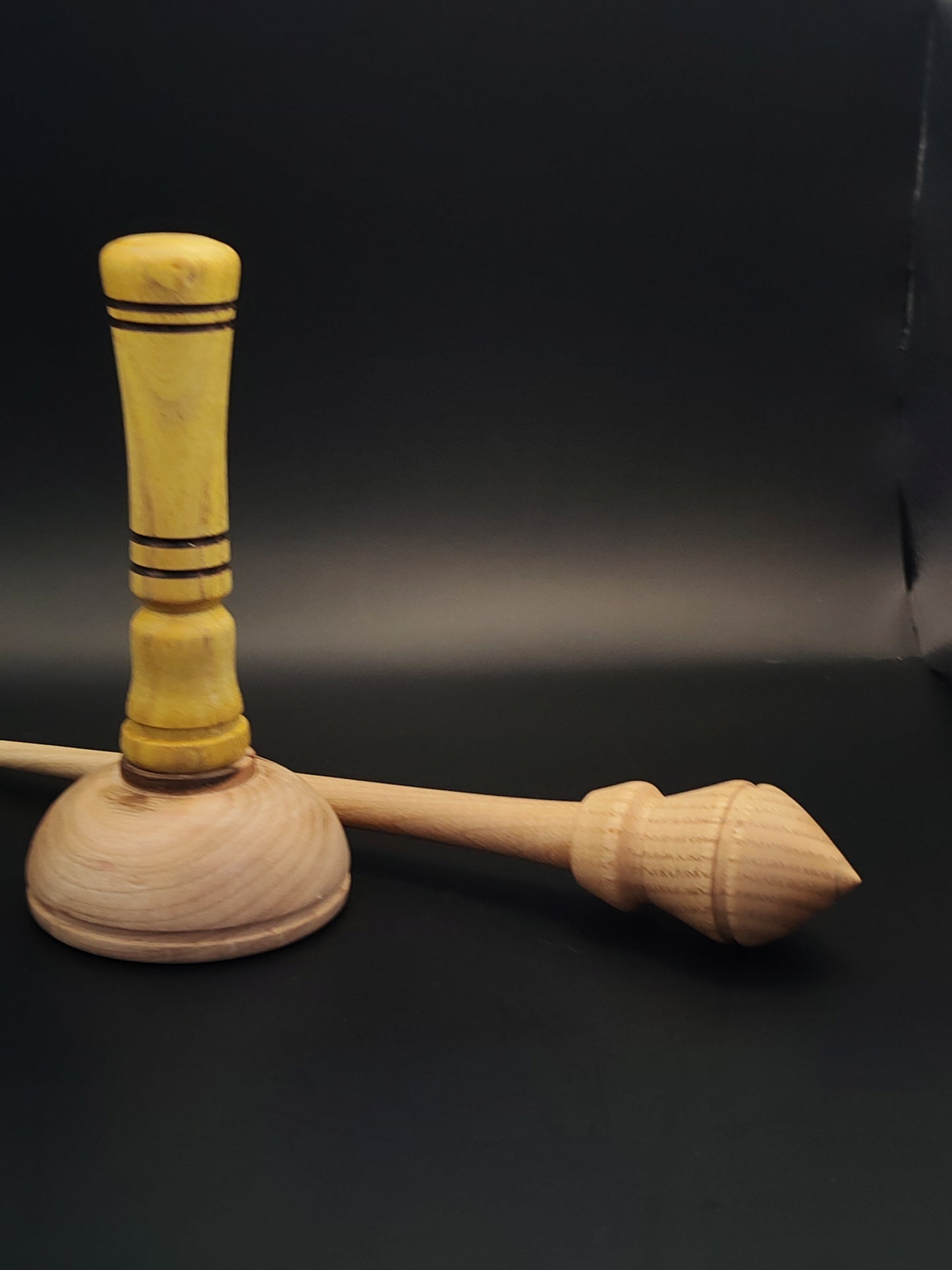 Support Spindle Set: Chestnut & Grey Walnut (25.5 cm / 10.04 inches, 26 g / 0.92 oz) with Mulberry & Grey Walnut Lap Support Bowl