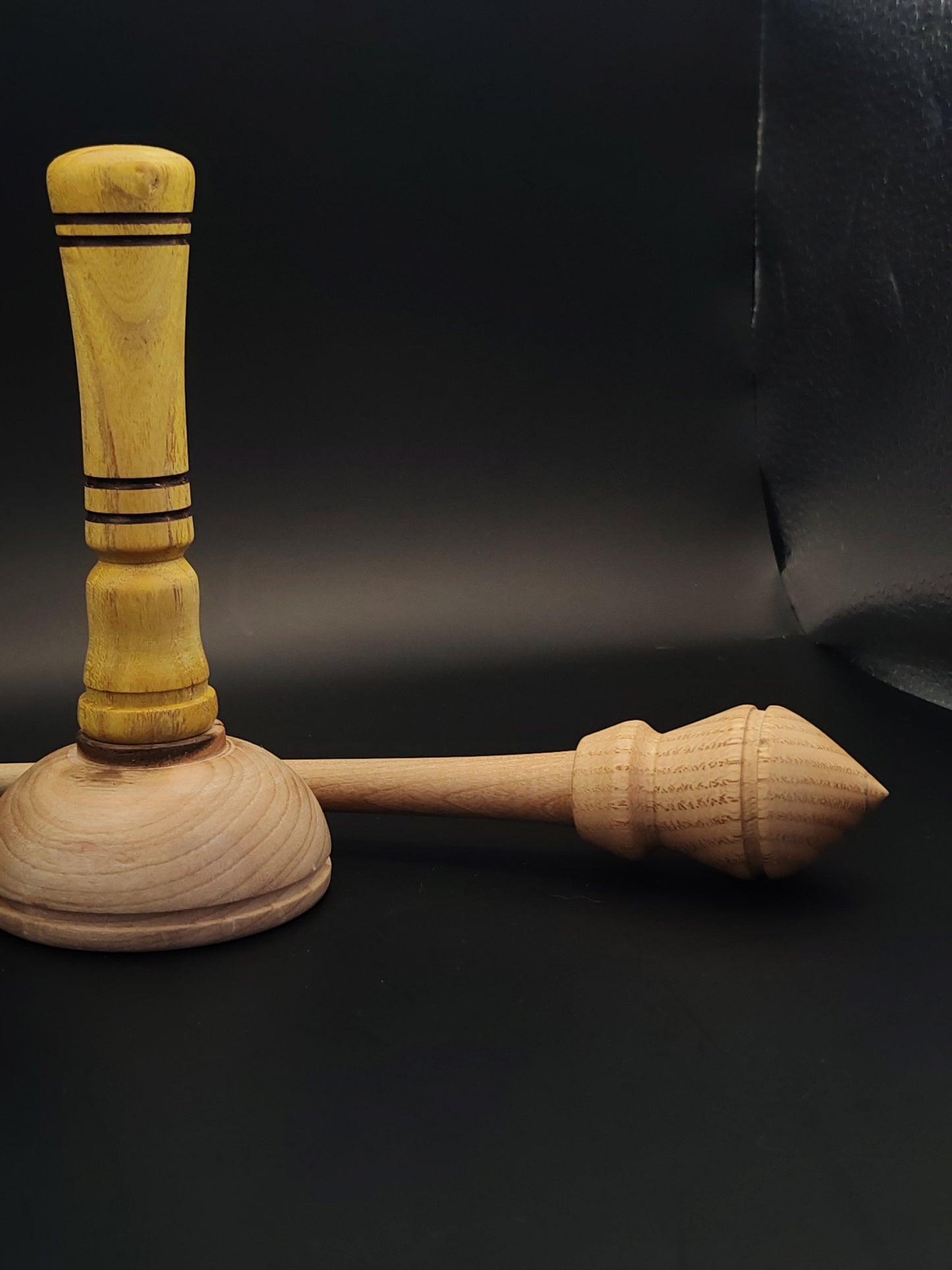 Support Spindle Set: Chestnut & Grey Walnut (25.5 cm / 10.04 inches, 26 g / 0.92 oz) with Mulberry & Grey Walnut Lap Support Bowl