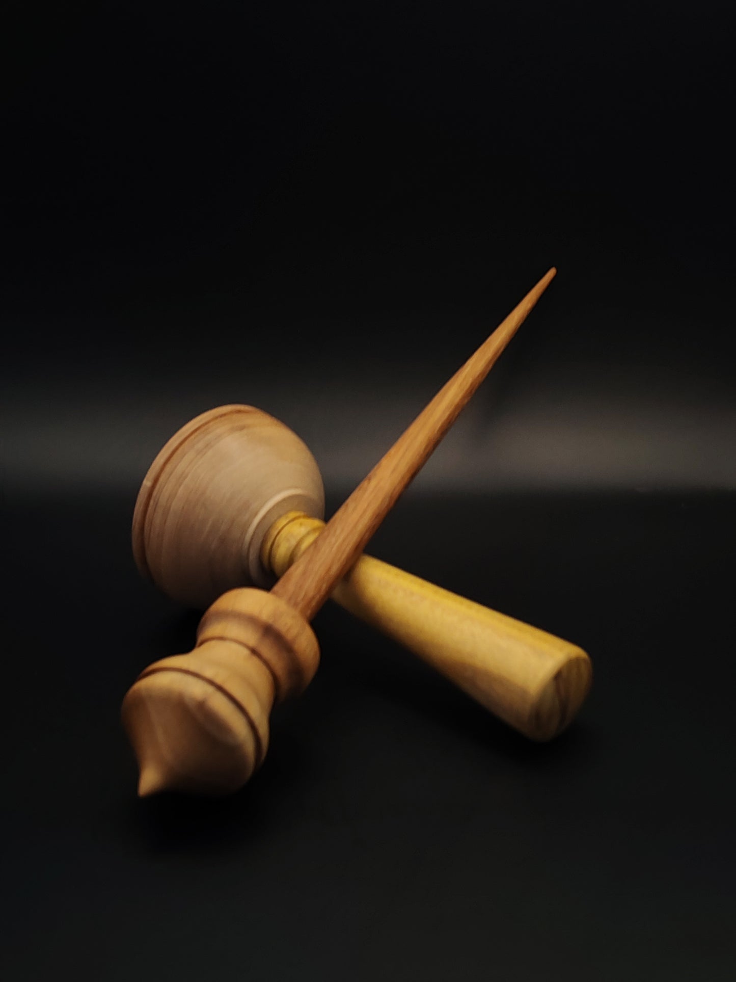 Support Spindle Set: Mulberry & Chestnut (26.5 cm / 10.43 inches, 35 g / 1.23 oz) with Mulberry & White Walnut Lap Support Bowl