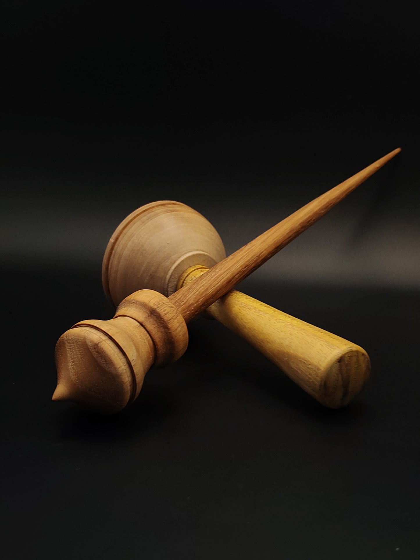 Support Spindle Set: Mulberry & Chestnut (26.5 cm / 10.43 inches, 35 g / 1.23 oz) with Mulberry & White Walnut Lap Support Bowl