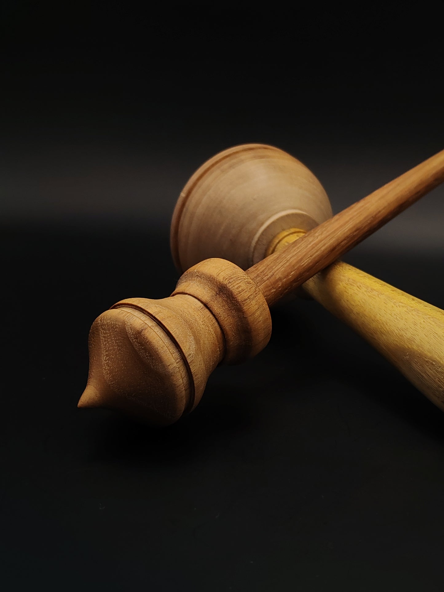 Support Spindle Set: Mulberry & Chestnut (26.5 cm / 10.43 inches, 35 g / 1.23 oz) with Mulberry & White Walnut Lap Support Bowl