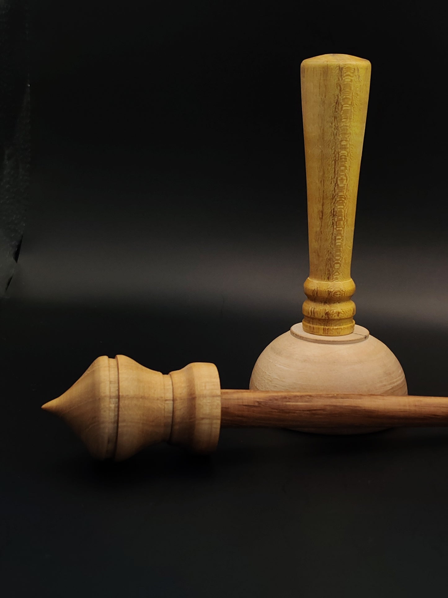 Support Spindle Set: Mulberry & Chestnut (26.5 cm / 10.43 inches, 35 g / 1.23 oz) with Mulberry & White Walnut Lap Support Bowl