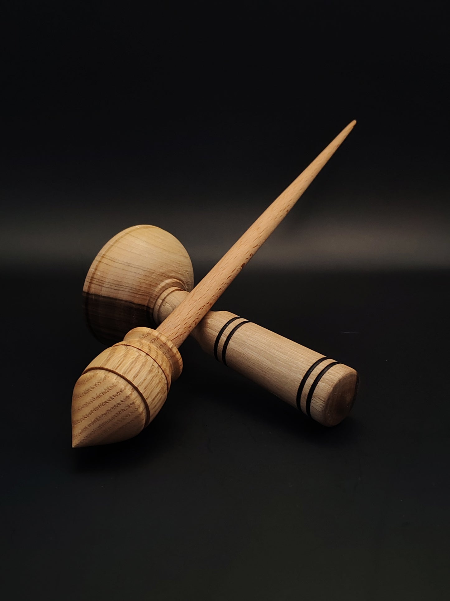 Support Spindle Set: Oak Whorl & Beech Shaft (28.5 cm / 26 g) with Walnut Lap Support Bowl