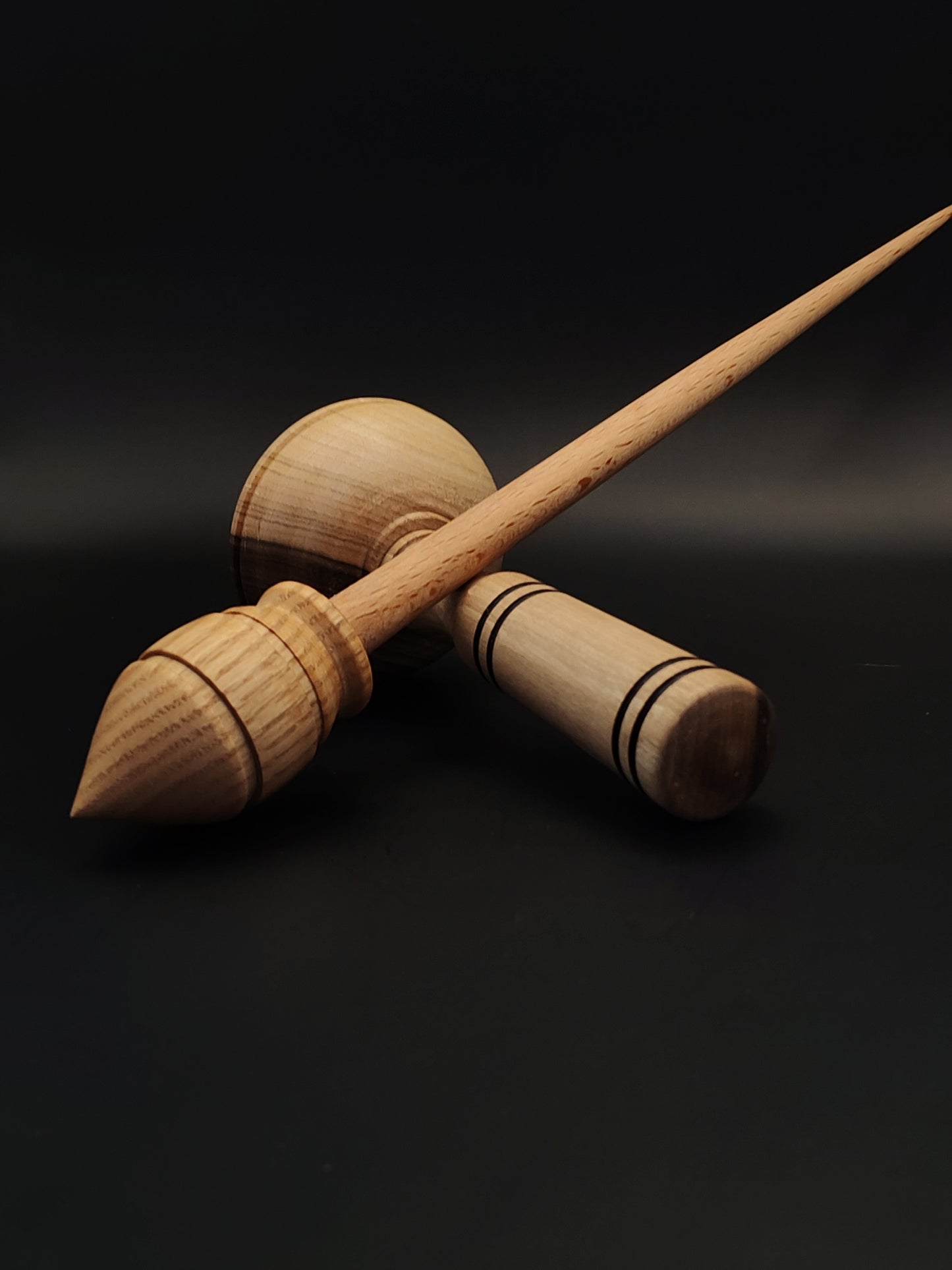 Support Spindle Set: Oak Whorl & Beech Shaft (28.5 cm / 26 g) with Walnut Lap Support Bowl