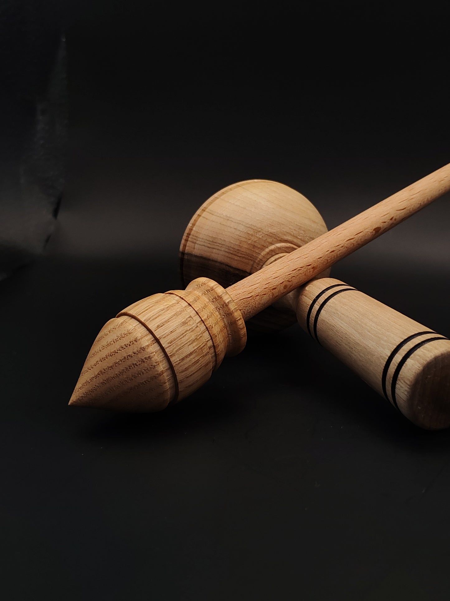 Support Spindle Set: Oak Whorl & Beech Shaft (28.5 cm / 26 g) with Walnut Lap Support Bowl