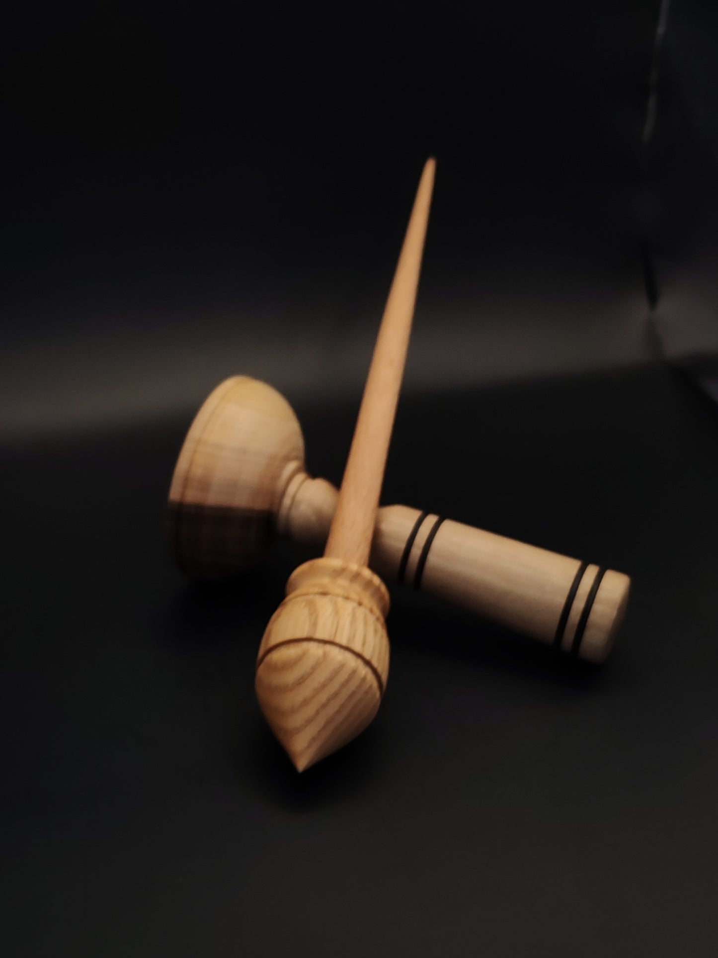 Support Spindle Set: Oak Whorl & Beech Shaft (28.5 cm / 26 g) with Walnut Lap Support Bowl