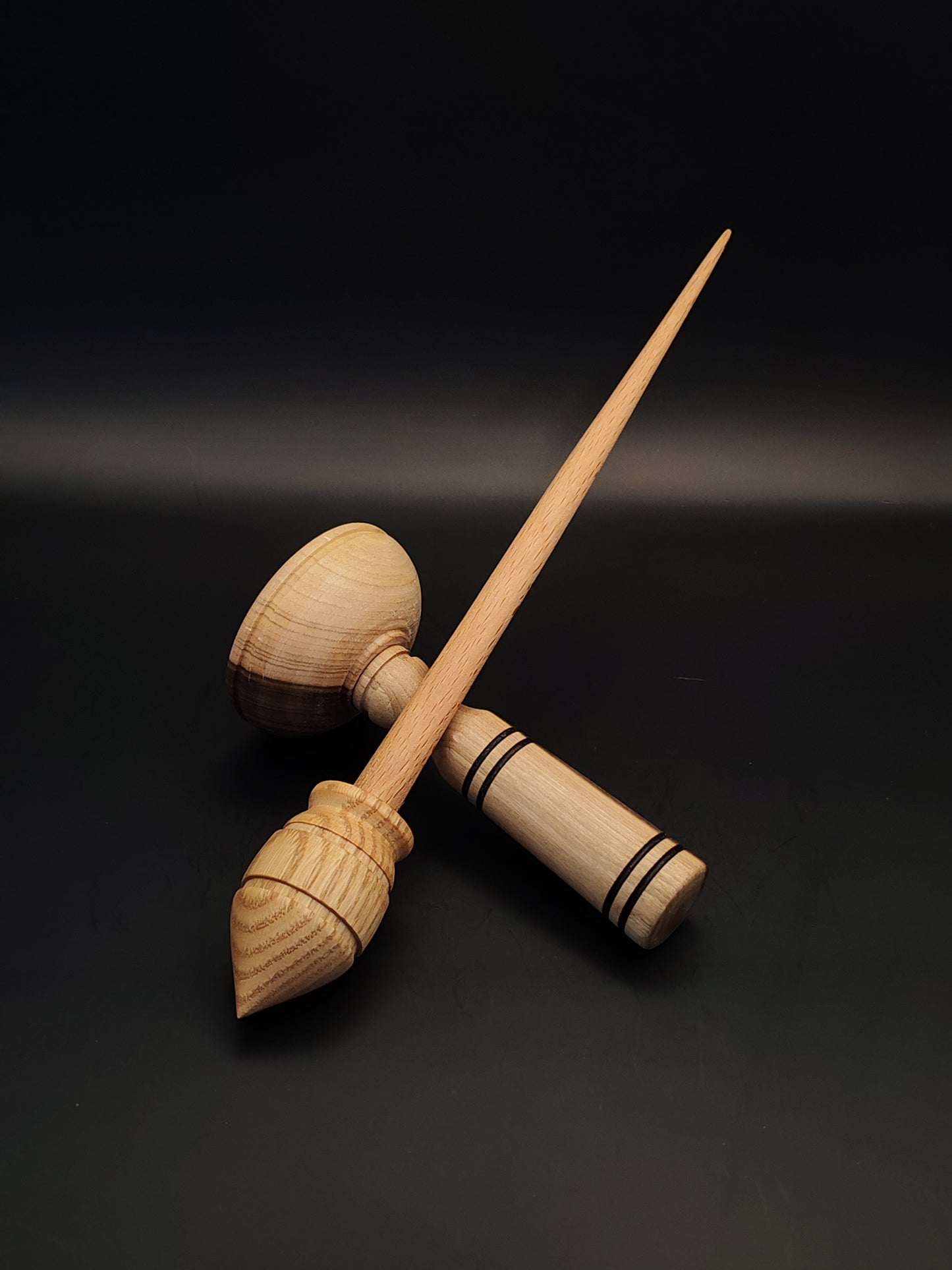 Support Spindle Set: Oak Whorl & Beech Shaft (28.5 cm / 26 g) with Walnut Lap Support Bowl