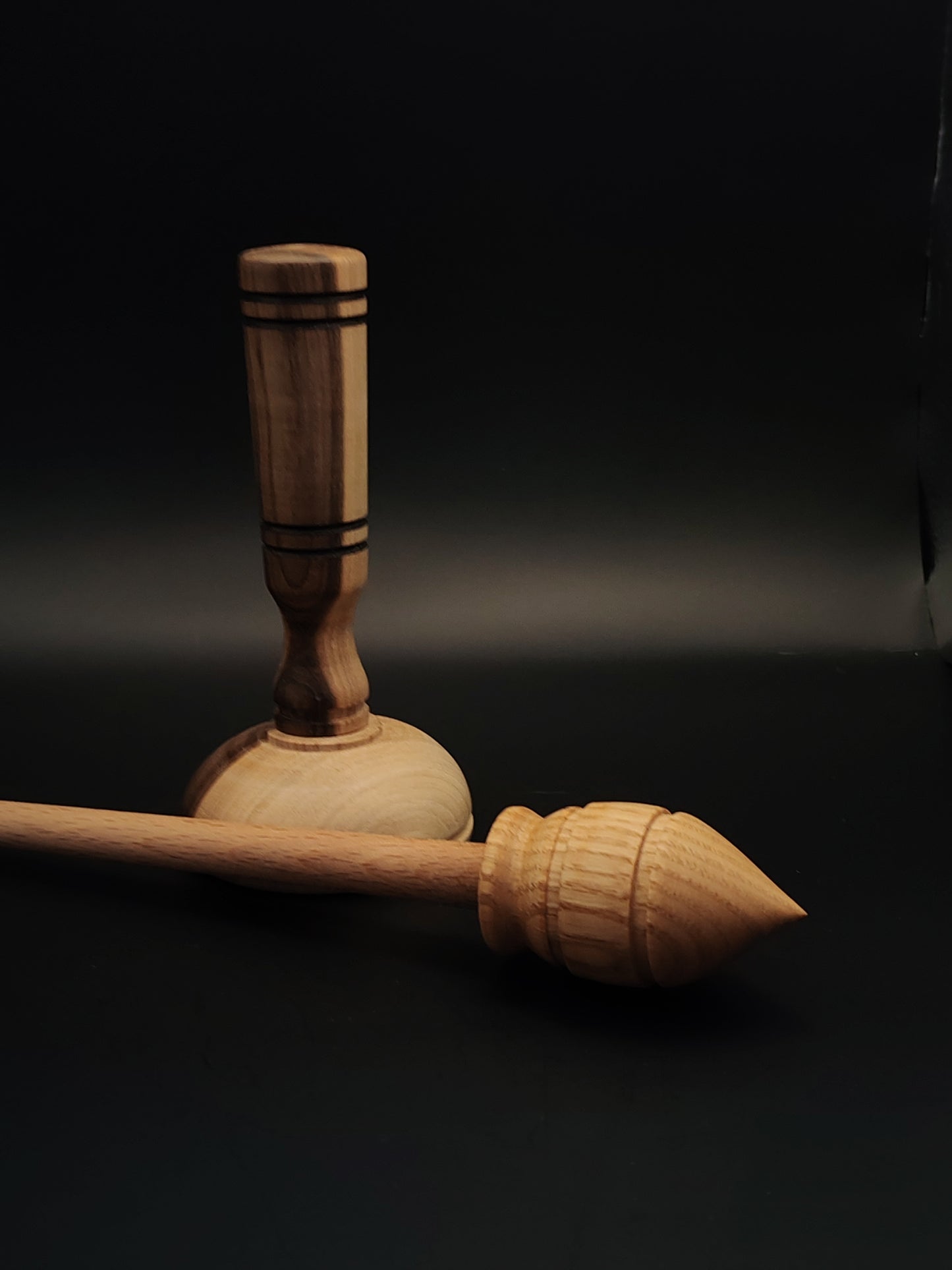Support Spindle Set: Oak Whorl & Beech Shaft (28.5 cm / 26 g) with Walnut Lap Support Bowl