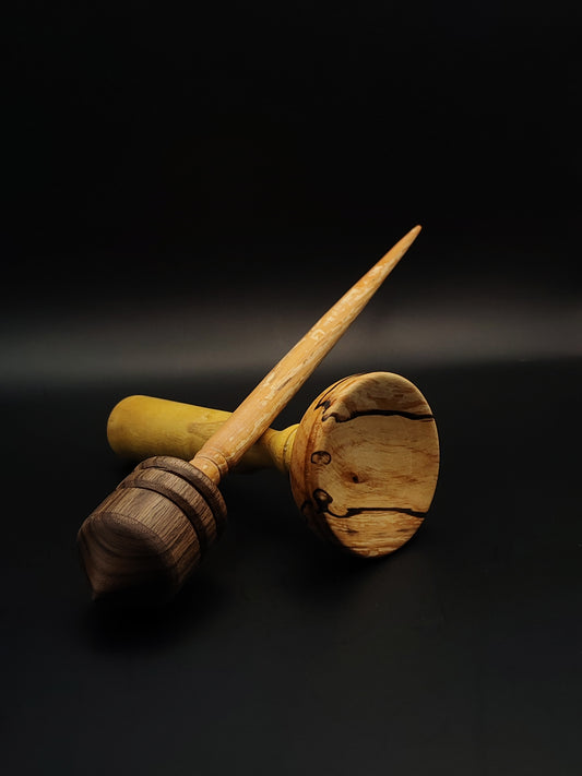 Support Spindle Set: Walnut Whorl & Alder Shaft (26.3 cm / 30 g) with Alder and Mulberry Lap Support Bowl