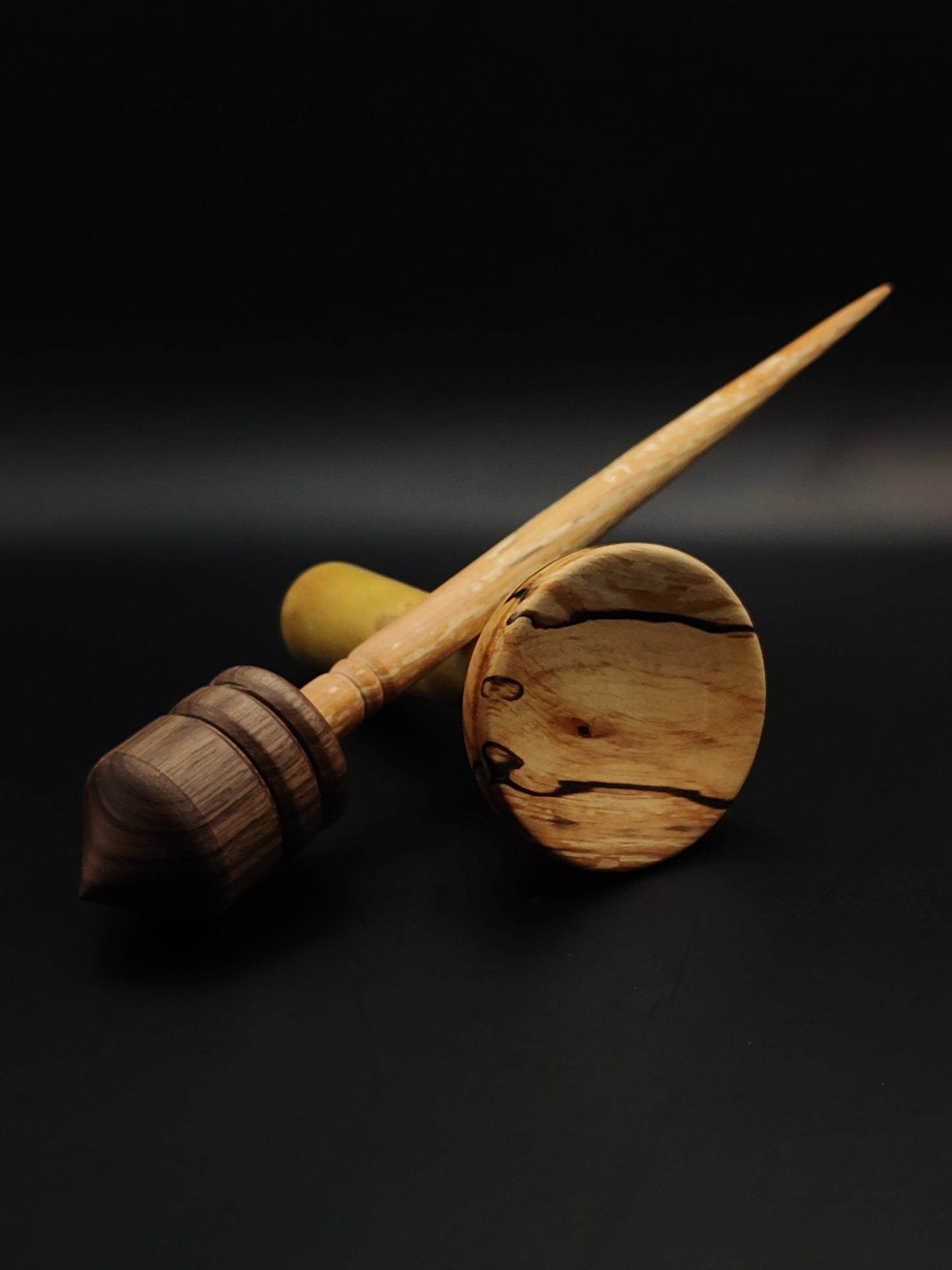 Support Spindle Set: Walnut Whorl & Alder Shaft (26.3 cm / 30 g) with Alder and Mulberry Lap Support Bowl