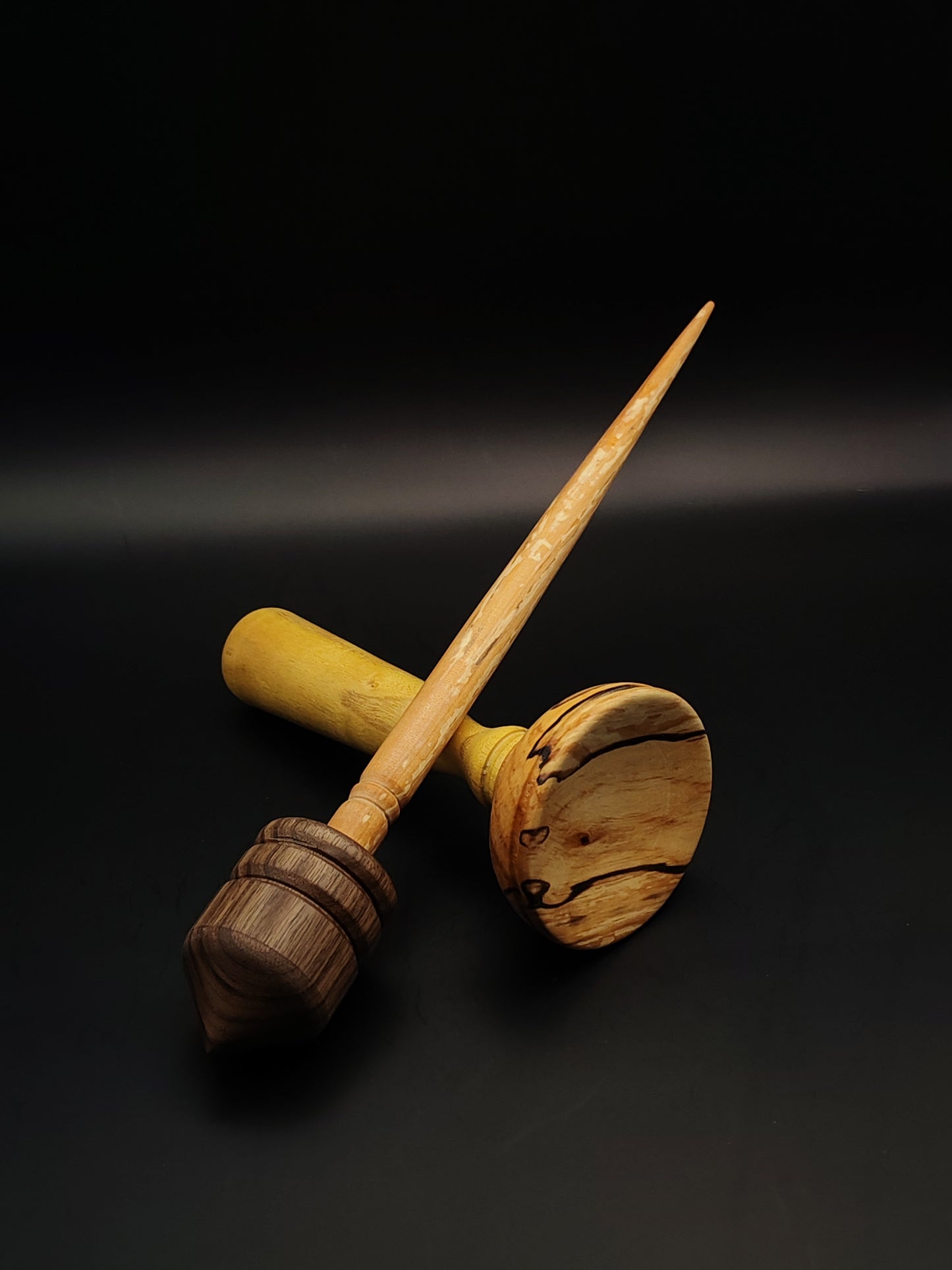 Support Spindle Set: Walnut Whorl & Alder Shaft (26.3 cm / 30 g) with Alder and Mulberry Lap Support Bowl