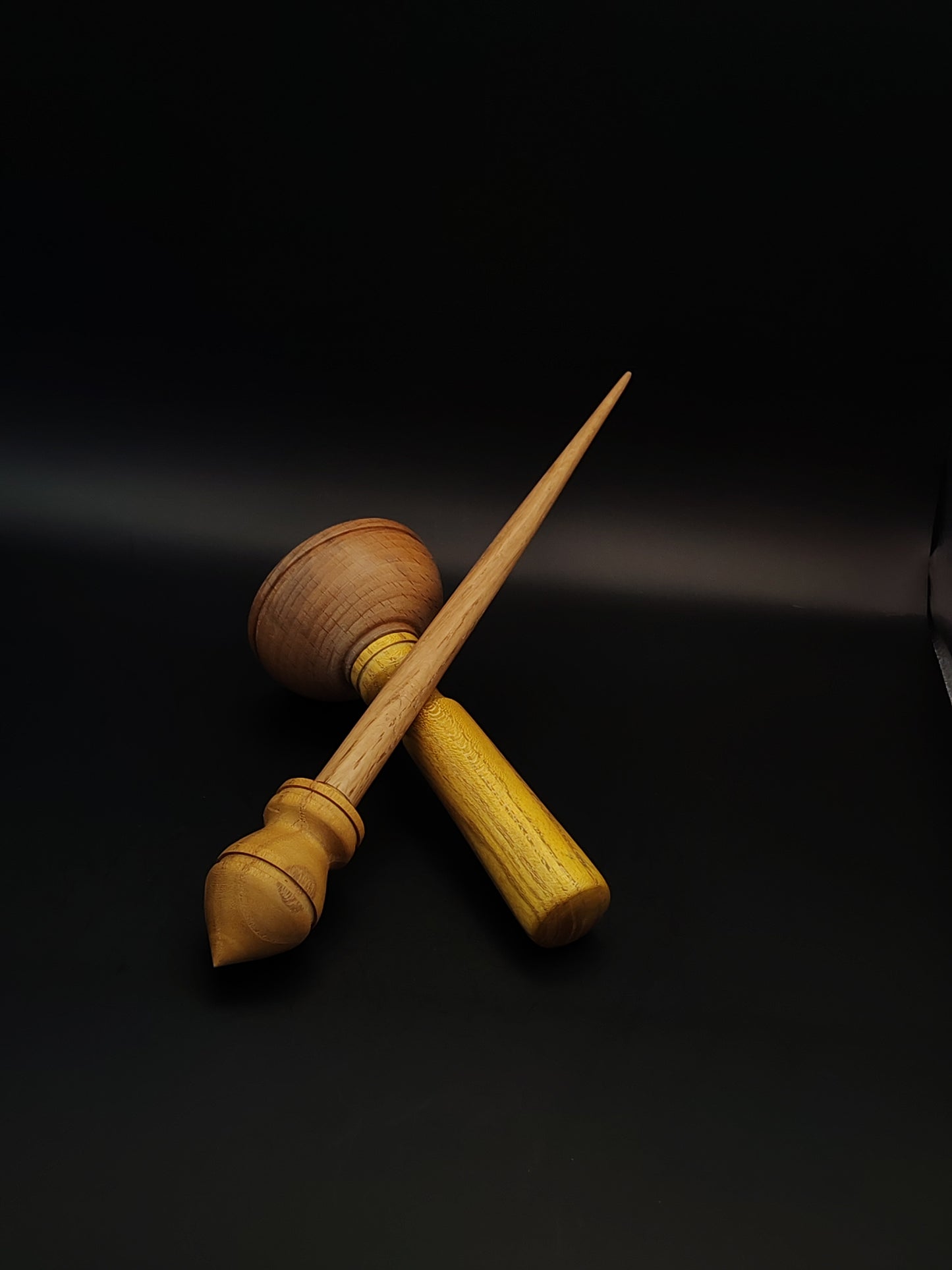 Support Spindle Set: Mulberry Whorl & Beech Shaft (25 cm / 26 g) with Beech & Mulberry Lap Support Bowl