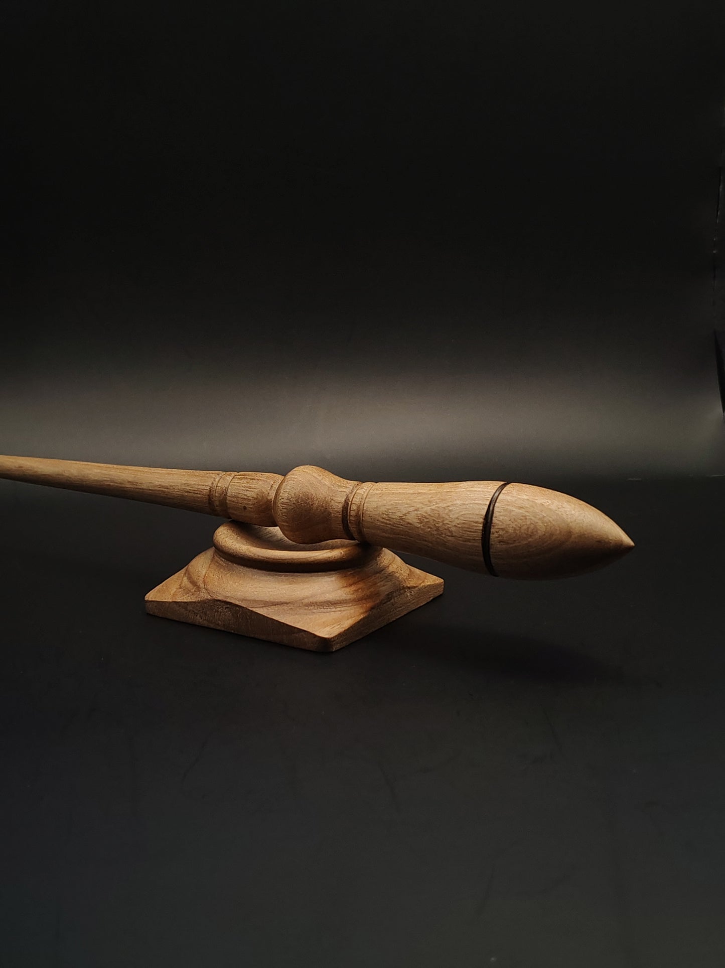 Grey Walnut Goddess Support Spindle Set – 25g / 0.88oz, 27cm / 10.6in – Includes Walnut Support Bowl | Organic Wax Finish | Kravelli Spindles