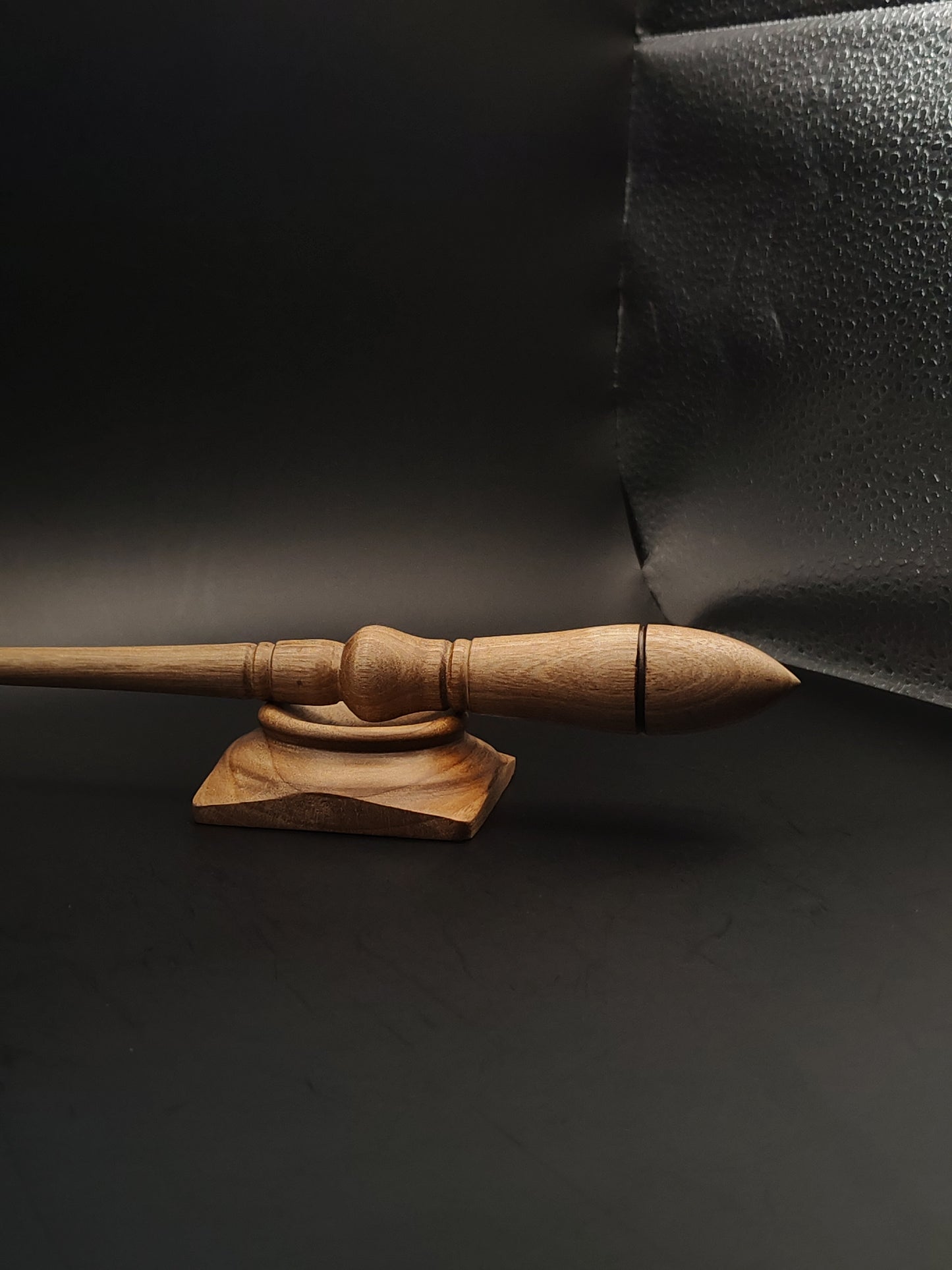 Grey Walnut Goddess Support Spindle Set – 25g / 0.88oz, 27cm / 10.6in – Includes Walnut Support Bowl | Organic Wax Finish | Kravelli Spindles