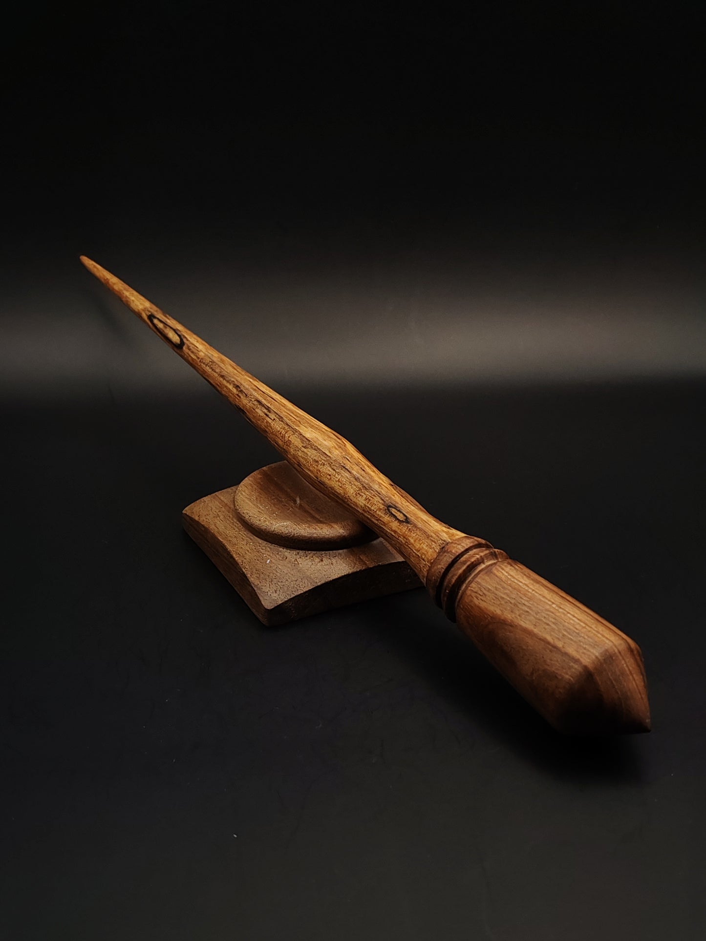 Goddess Support Spindle Set – Walnut Whorl & Alder Shaft – 30g / 1.06oz, 26cm / 10.2in – With Walnut Support Bowl | Organic Wax Finish