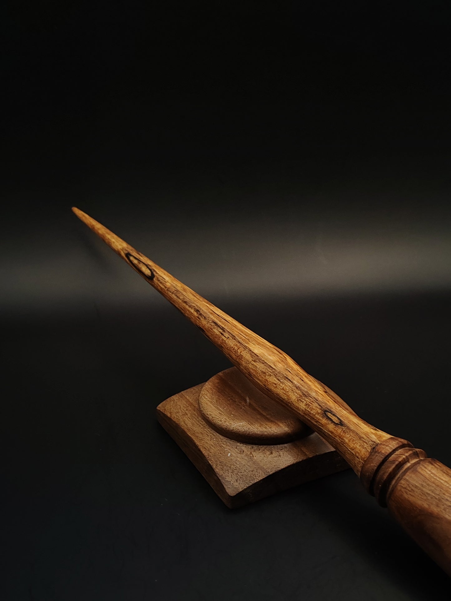 Goddess Support Spindle Set – Walnut Whorl & Alder Shaft – 30g / 1.06oz, 26cm / 10.2in – With Walnut Support Bowl | Organic Wax Finish