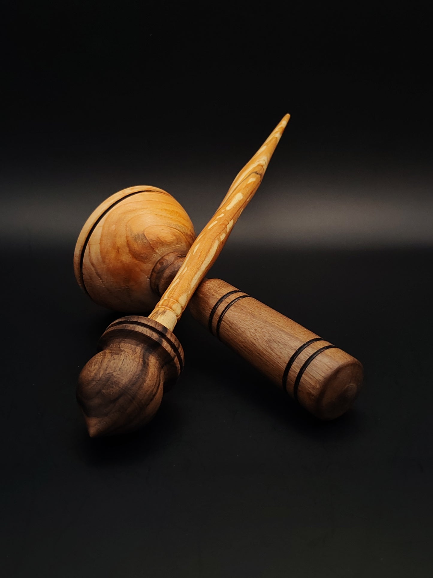 Support Spindle Set: Alder & Walnut (23 cm / 9.06 in, 23 g / 0.81 oz) with Walnut & Rosewood Lap Support Bowl