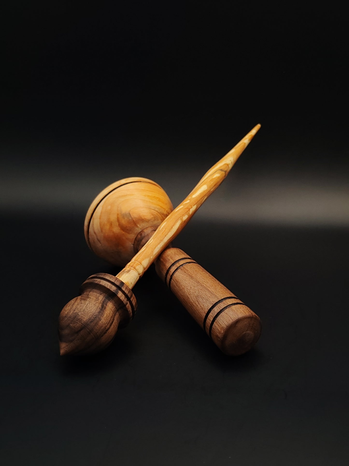 Support Spindle Set: Alder & Walnut (23 cm / 9.06 in, 23 g / 0.81 oz) with Walnut & Rosewood Lap Support Bowl