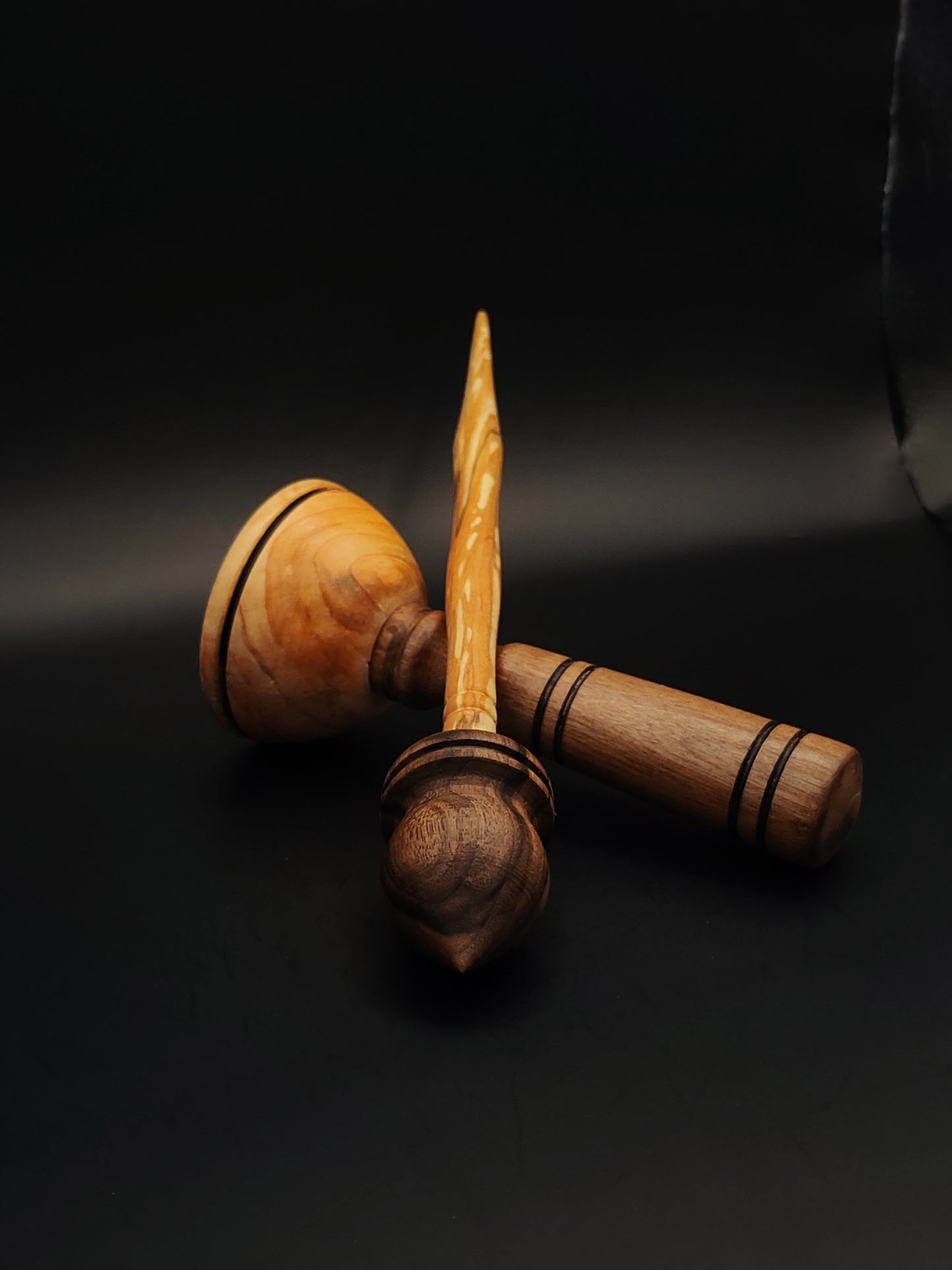 Support Spindle Set: Alder & Walnut (23 cm / 9.06 in, 23 g / 0.81 oz) with Walnut & Rosewood Lap Support Bowl