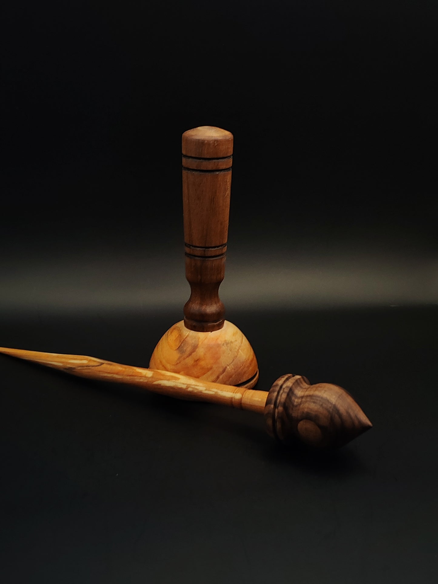 Support Spindle Set: Alder & Walnut (23 cm / 9.06 in, 23 g / 0.81 oz) with Walnut & Rosewood Lap Support Bowl