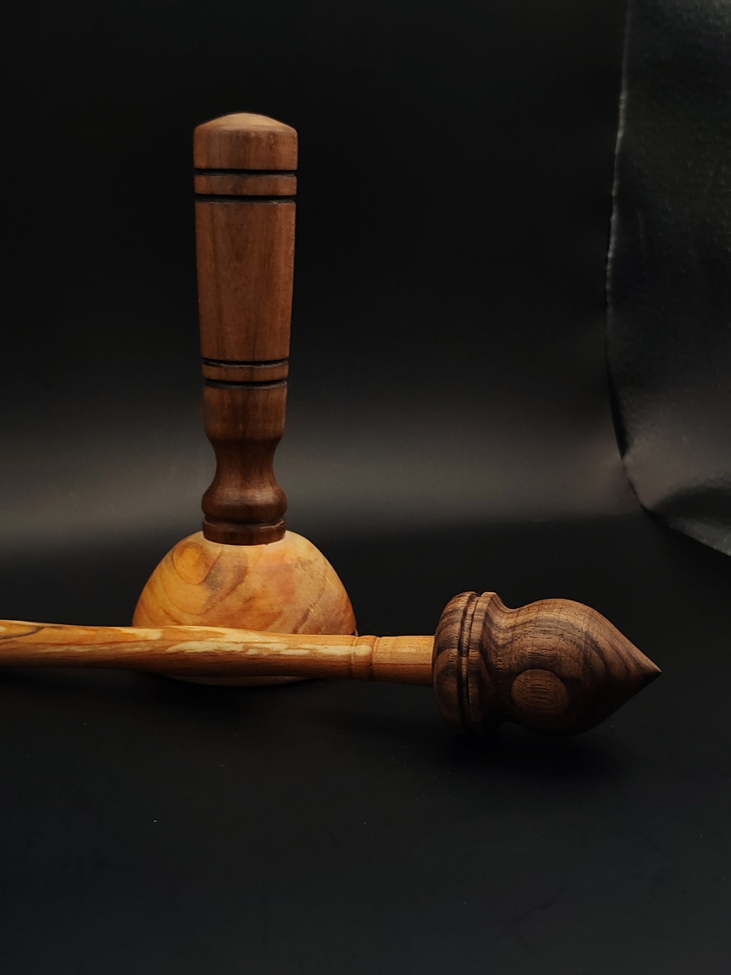Support Spindle Set: Alder & Walnut (23 cm / 9.06 in, 23 g / 0.81 oz) with Walnut & Rosewood Lap Support Bowl