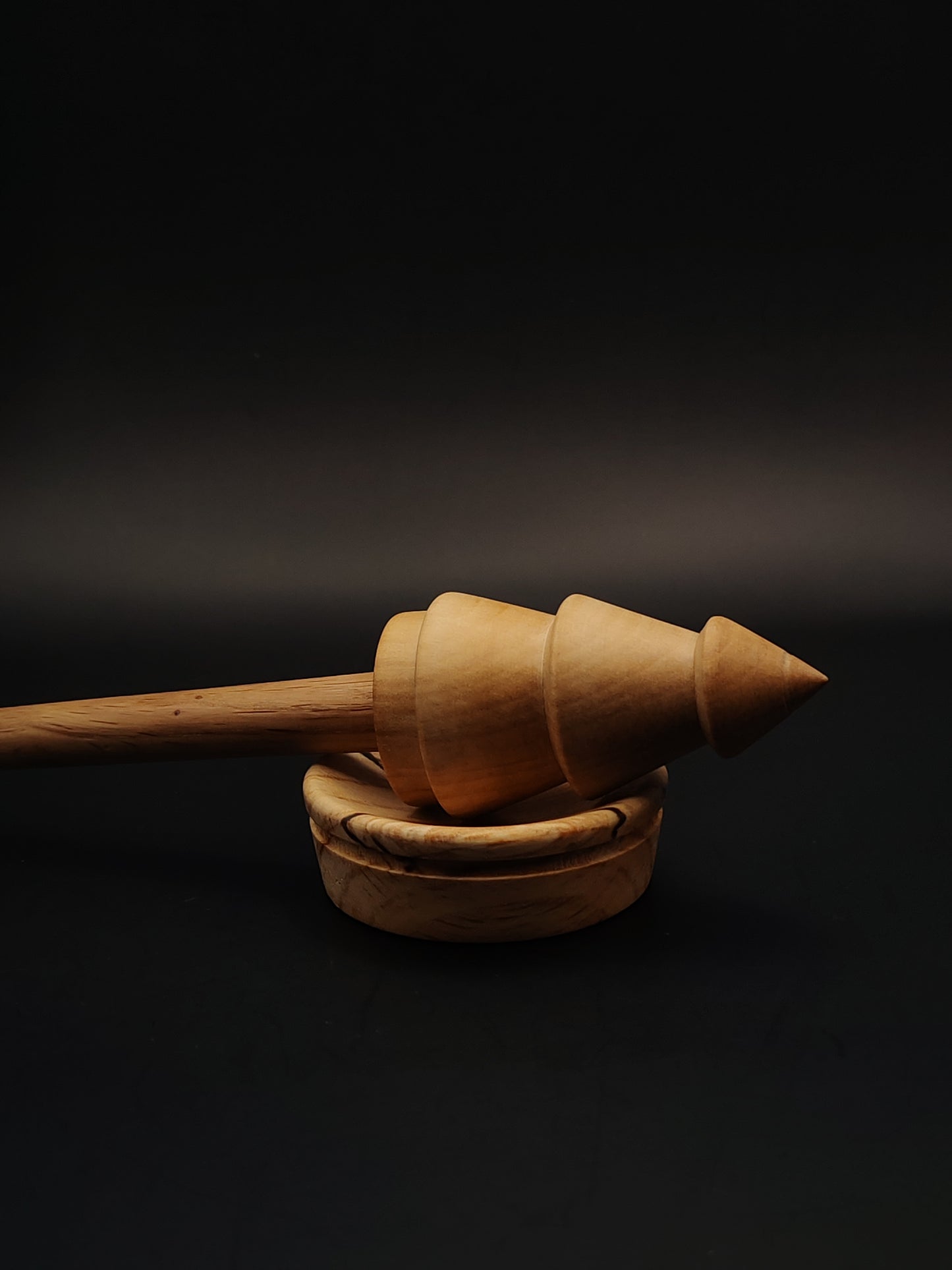 Support Spindle Set: Oak Shaft & Pear Whorl (26.5 cm / 10.43 in, 30 g / 1.06 oz) with Alder Support Bowl