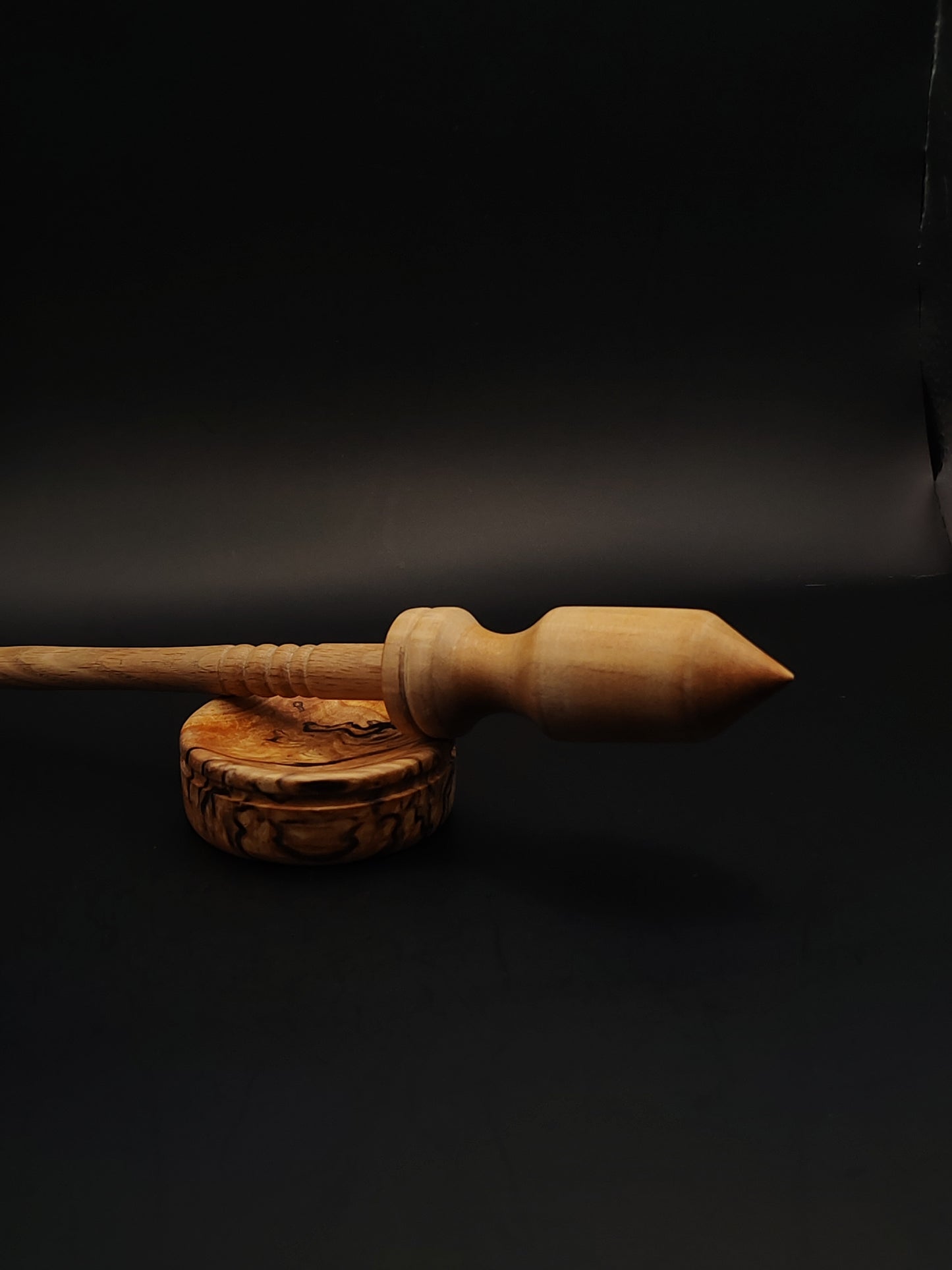 Support Spindle Set: Beech Shaft & Pear Whorl (26.5 cm / 10.43 in, 27 g / 0.95 oz) with Alder Support Bowl