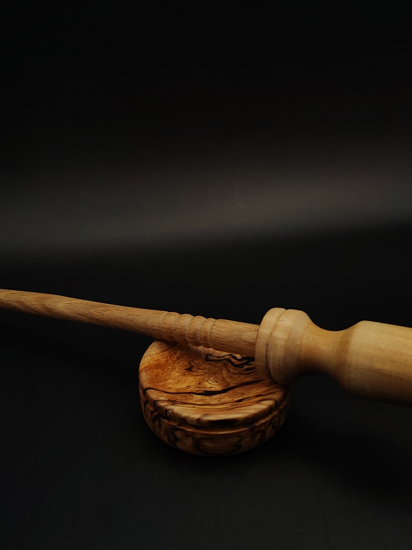 Support Spindle Set: Beech Shaft & Pear Whorl (26.5 cm / 10.43 in, 27 g / 0.95 oz) with Alder Support Bowl