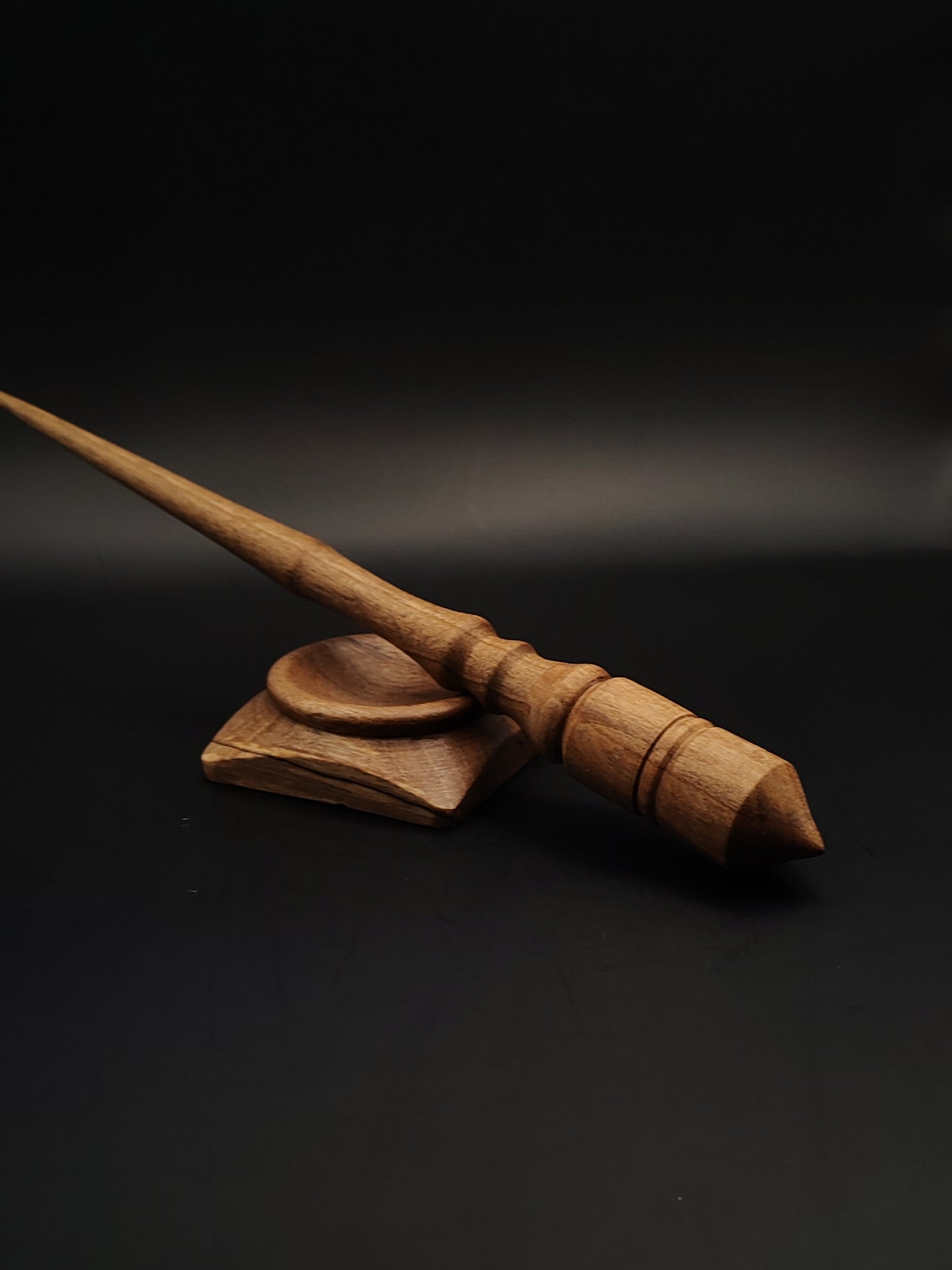 Support Spindle Set: Walnut Goddess Spindle (27 cm / 10.63 in, 30 g / 1.06 oz) with Walnut Support Bowl