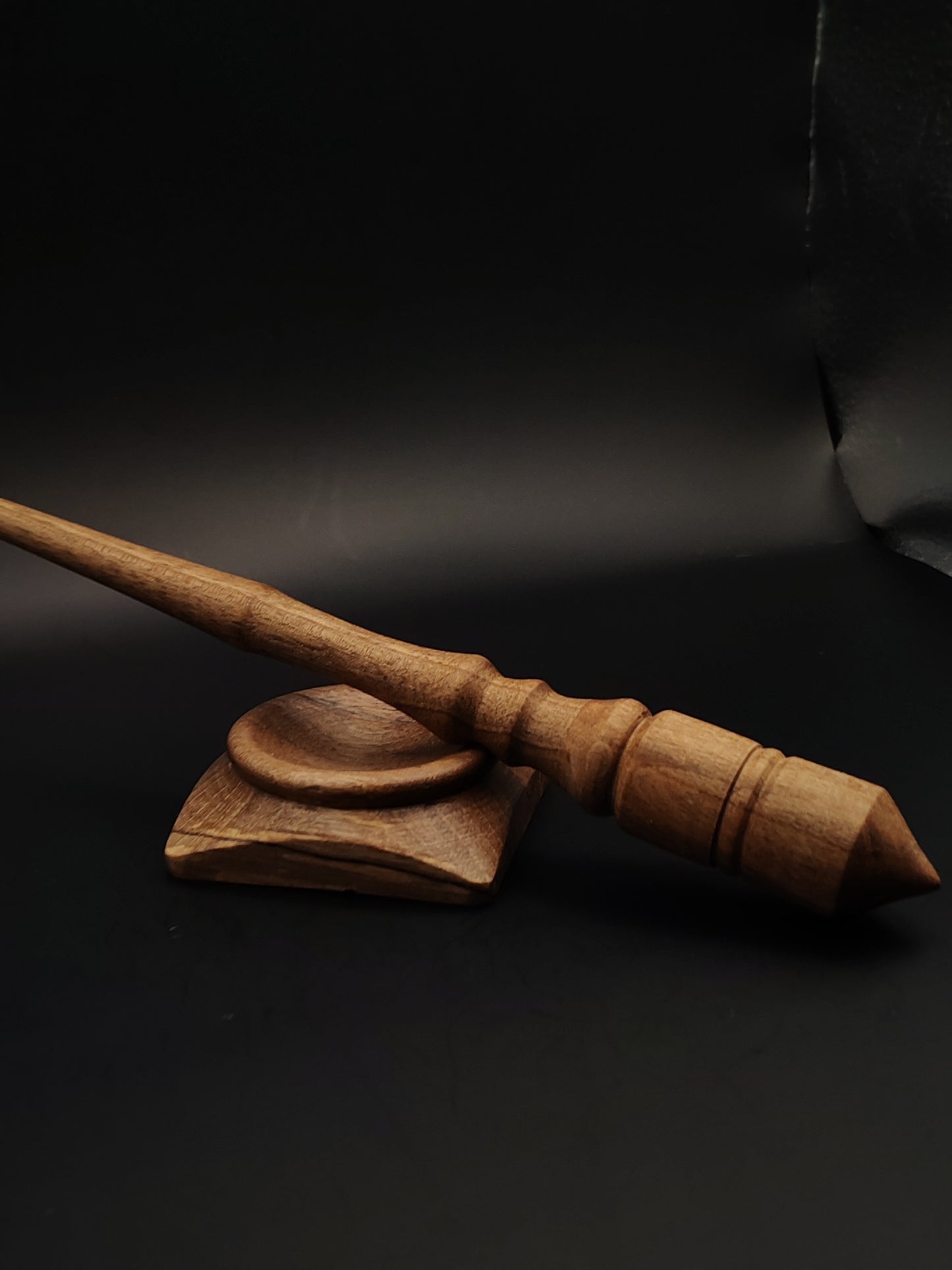 Support Spindle Set: Walnut Goddess Spindle (27 cm / 10.63 in, 30 g / 1.06 oz) with Walnut Support Bowl