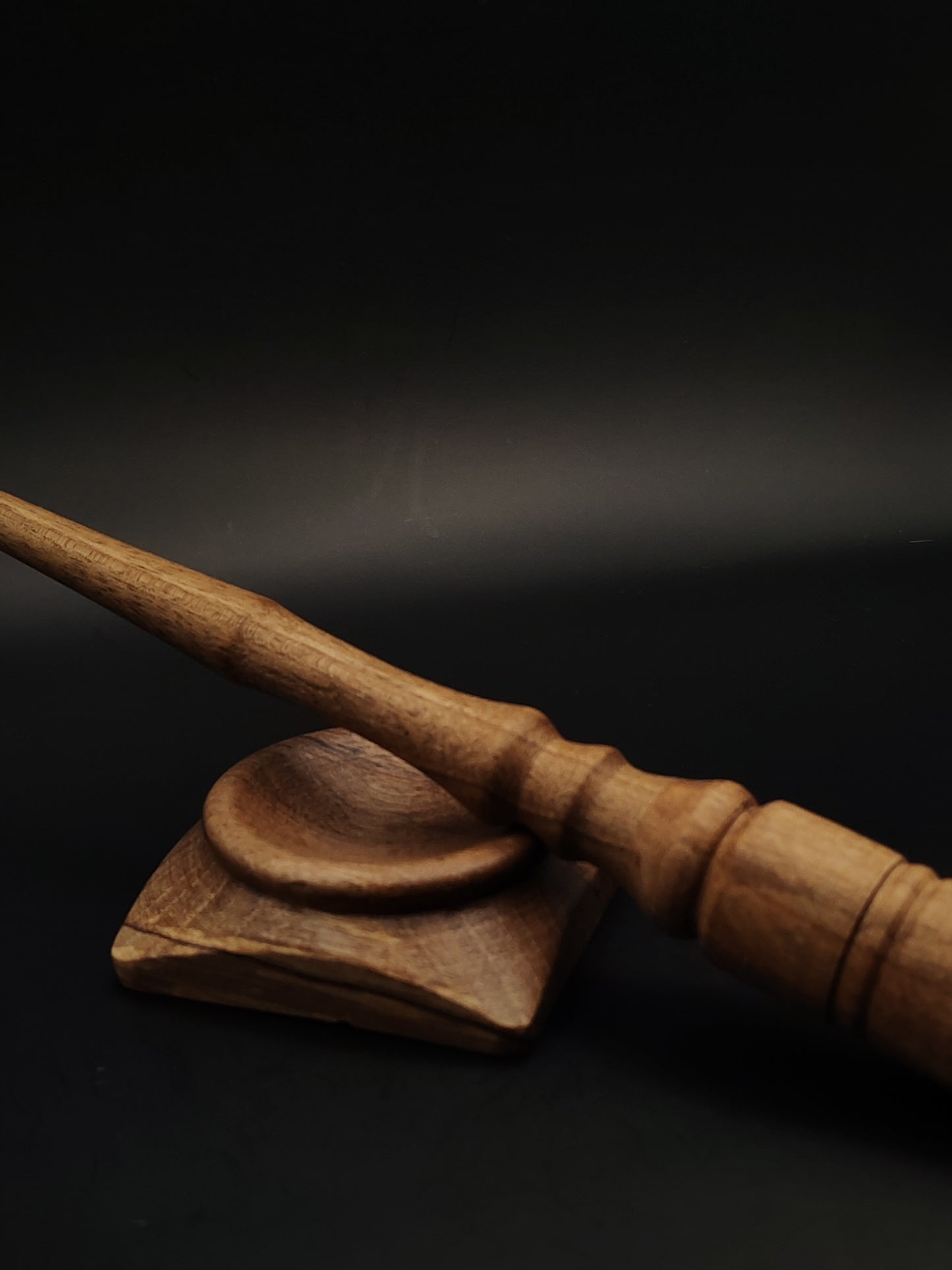 Support Spindle Set: Walnut Goddess Spindle (27 cm / 10.63 in, 30 g / 1.06 oz) with Walnut Support Bowl