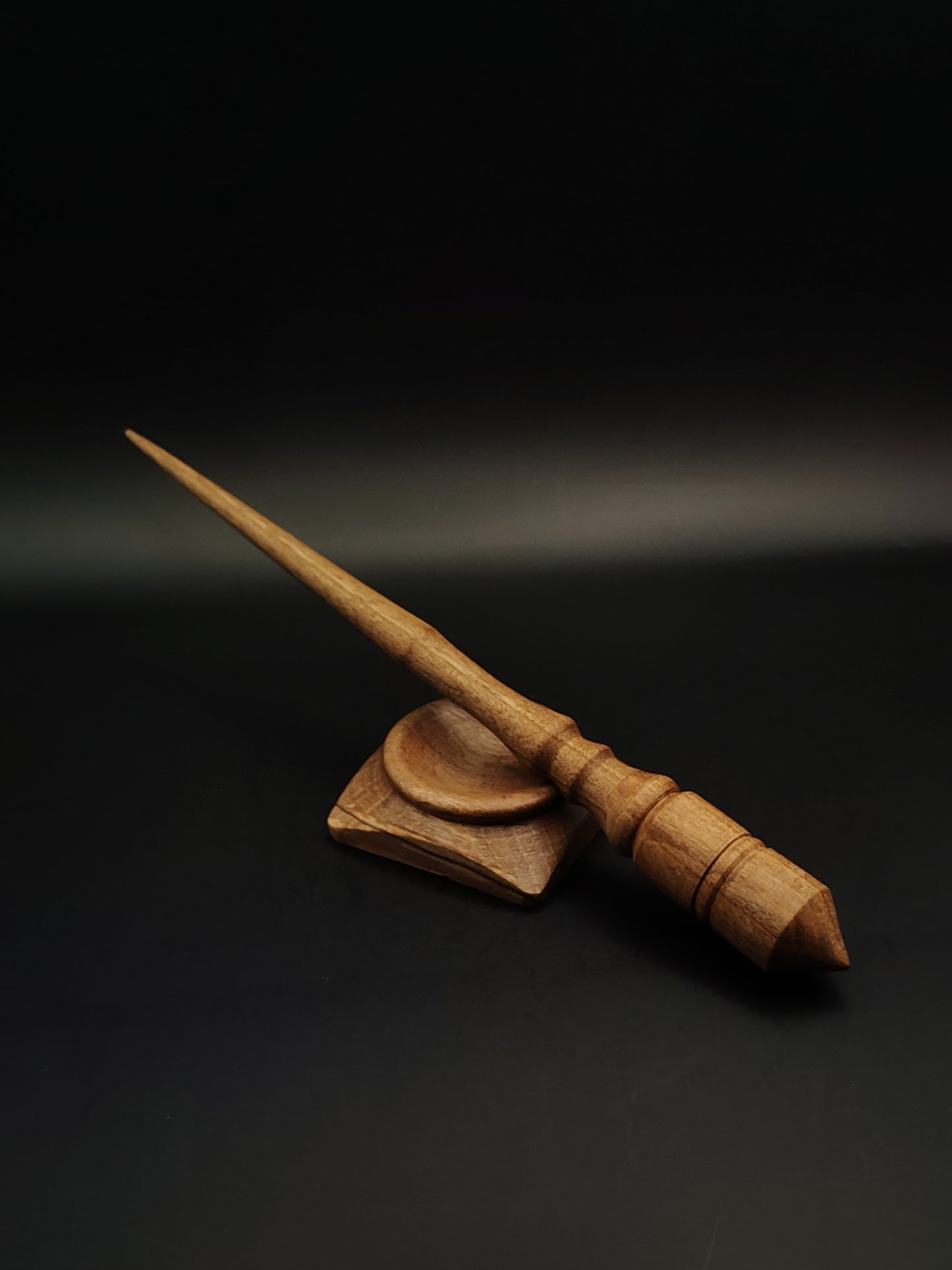 Support Spindle Set: Walnut Goddess Spindle (27 cm / 10.63 in, 30 g / 1.06 oz) with Walnut Support Bowl