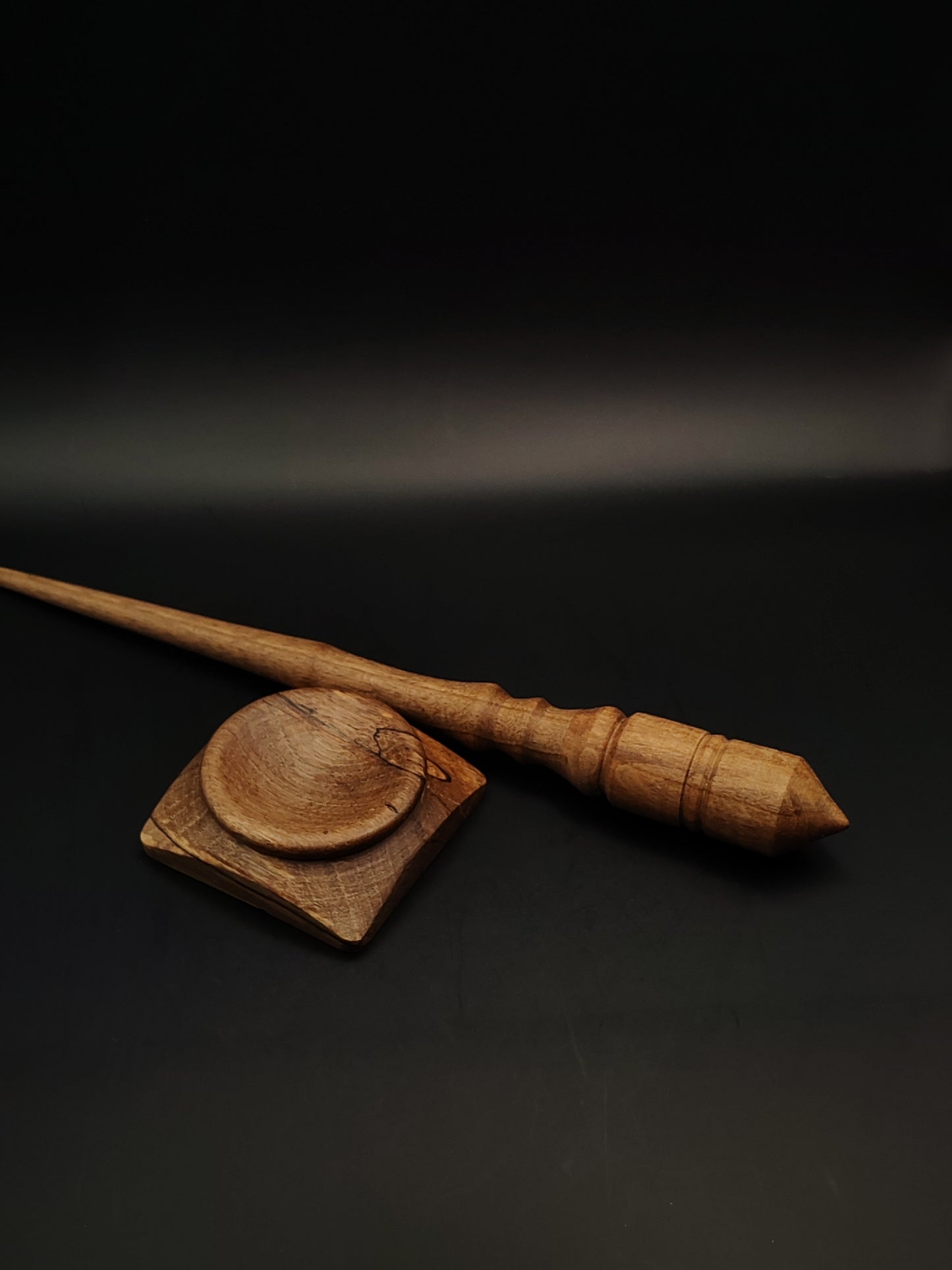 Support Spindle Set: Walnut Goddess Spindle (27 cm / 10.63 in, 30 g / 1.06 oz) with Walnut Support Bowl
